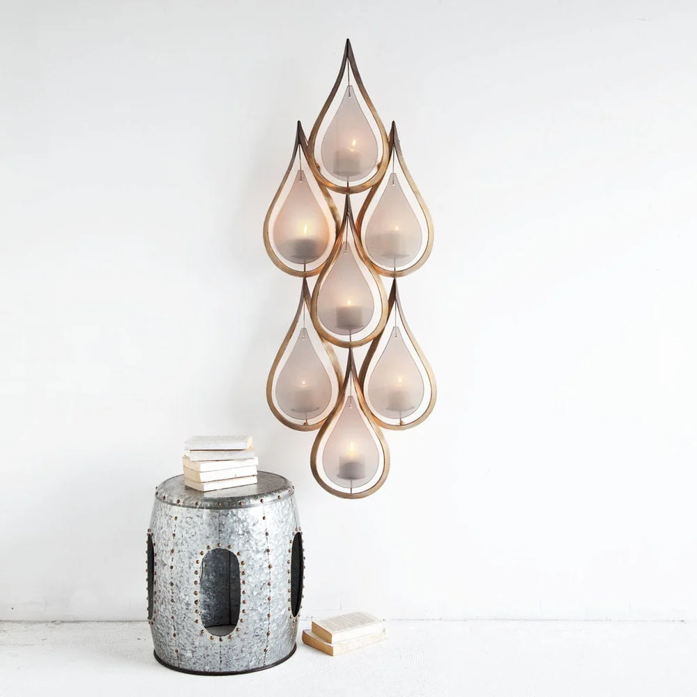 Edidon Gold Metal Tear Drop Candle Display - 20.1