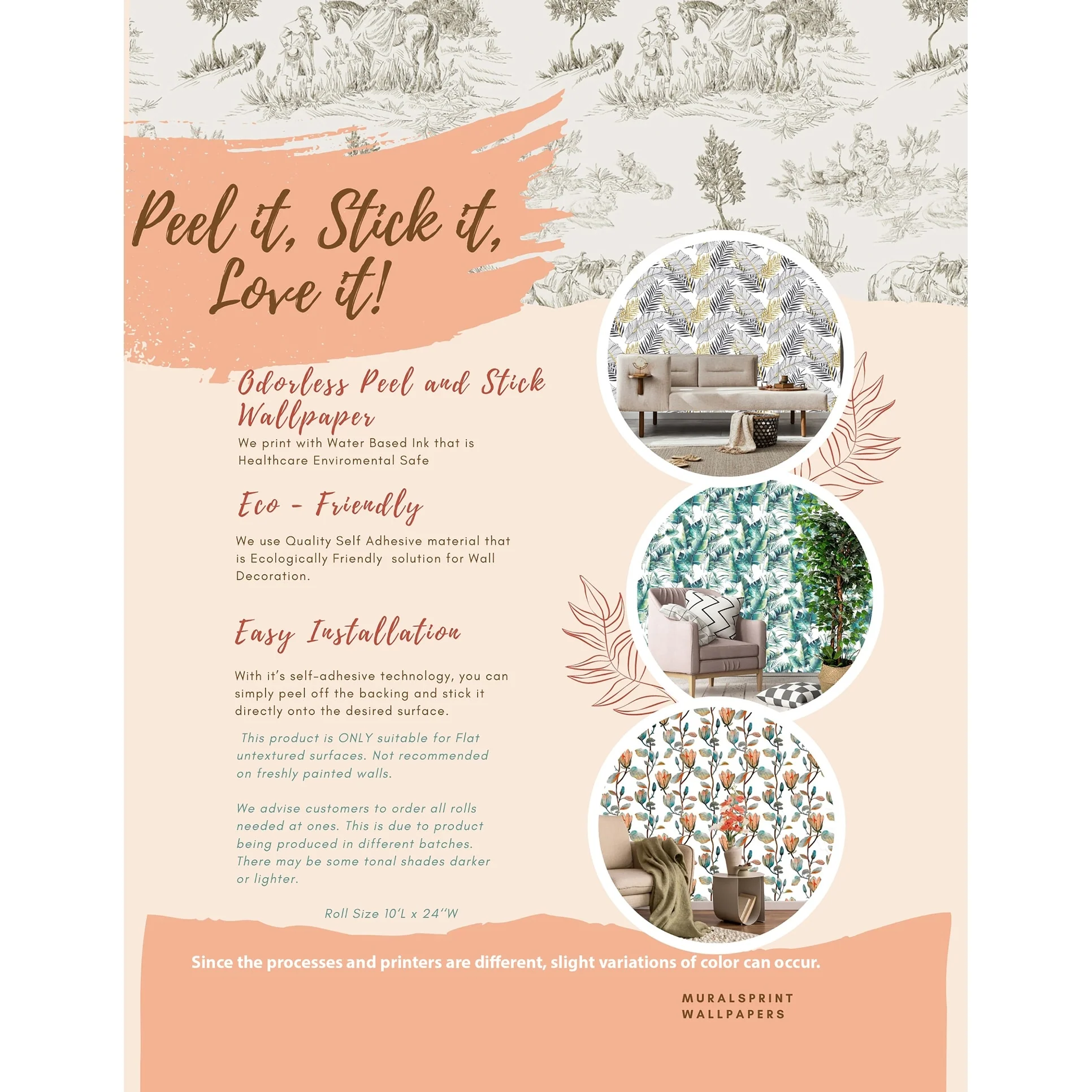 Louise Green Branches Peel and Stick Wallpaper - 24'' W x 10' L