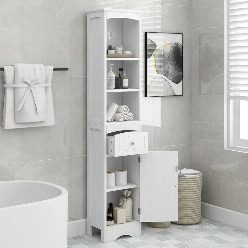 72'' Bathroom Tall Cabinet with Drawer and 5 Adjustable Shelves