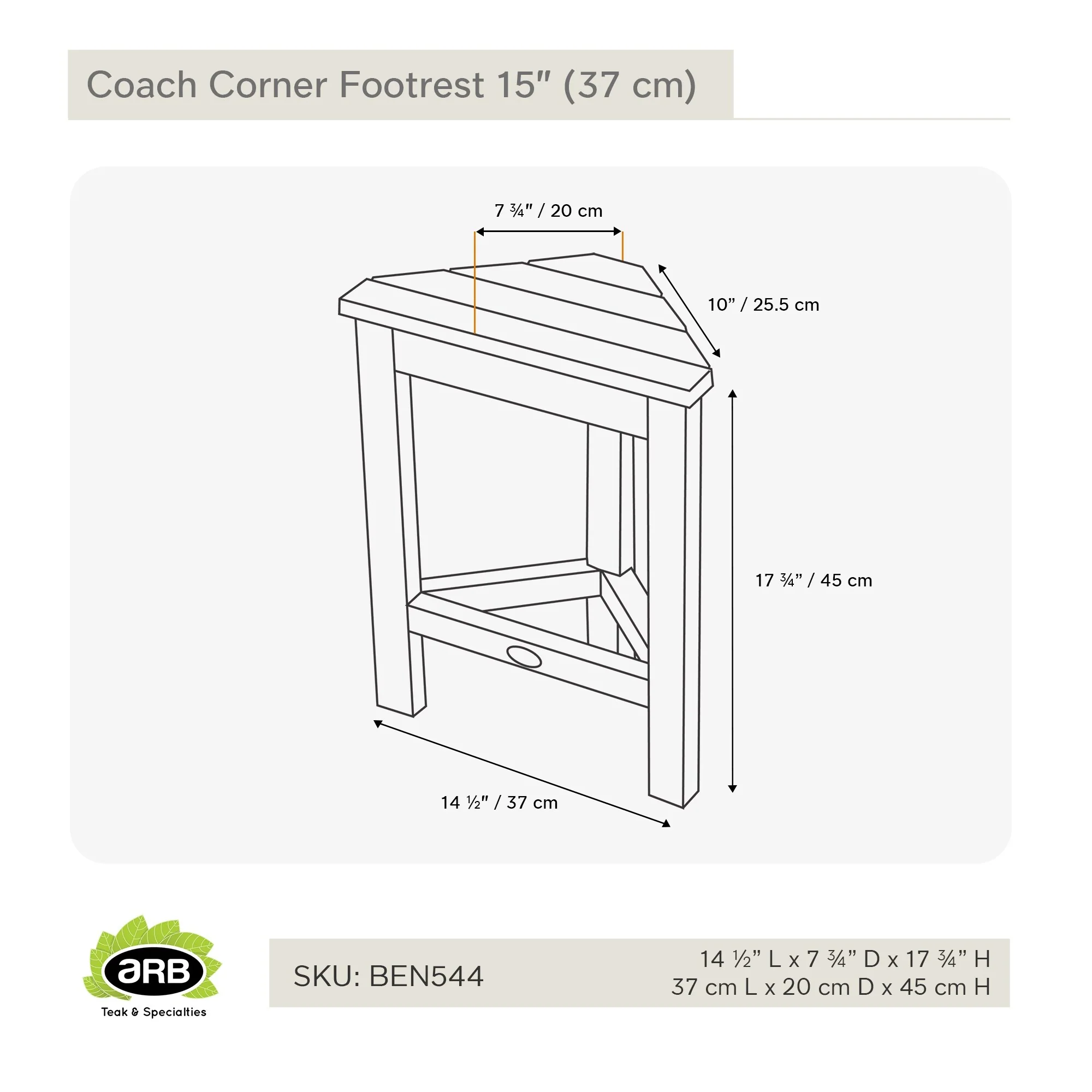Teak Corner Footrest Coach 15