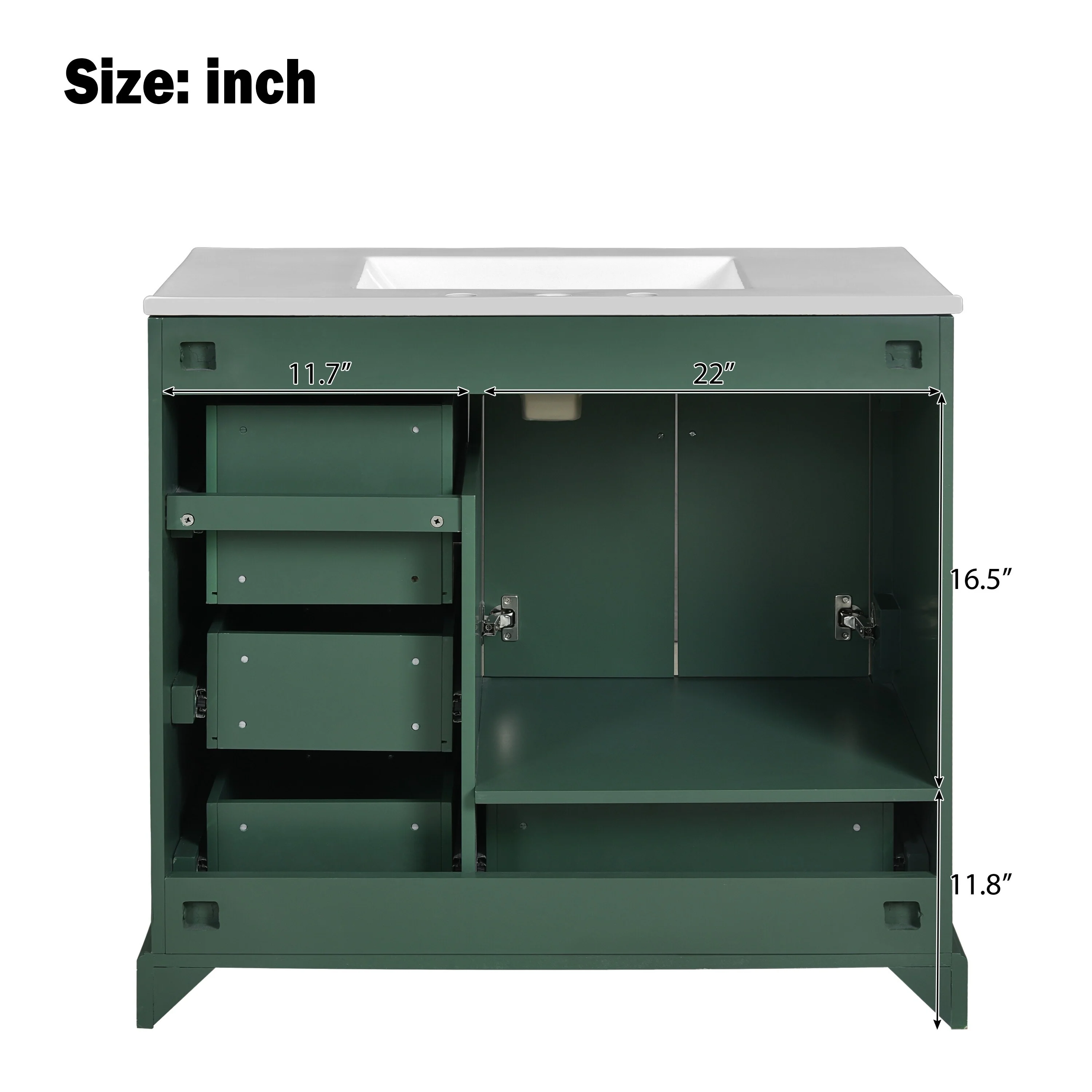 Bathroom Vanity with Resin Sink, Bathroom Vanity Set with 4 Drawers, Bathroom Storage Cabinet with 2 Soft Close Doors