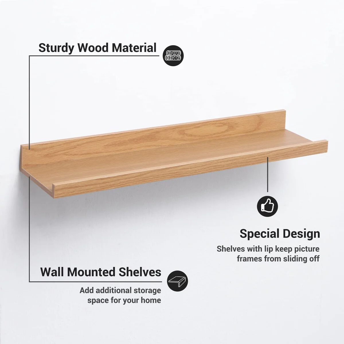 Picture Ledge Shelf, Floating Shelves Wall Mounted Set of 3