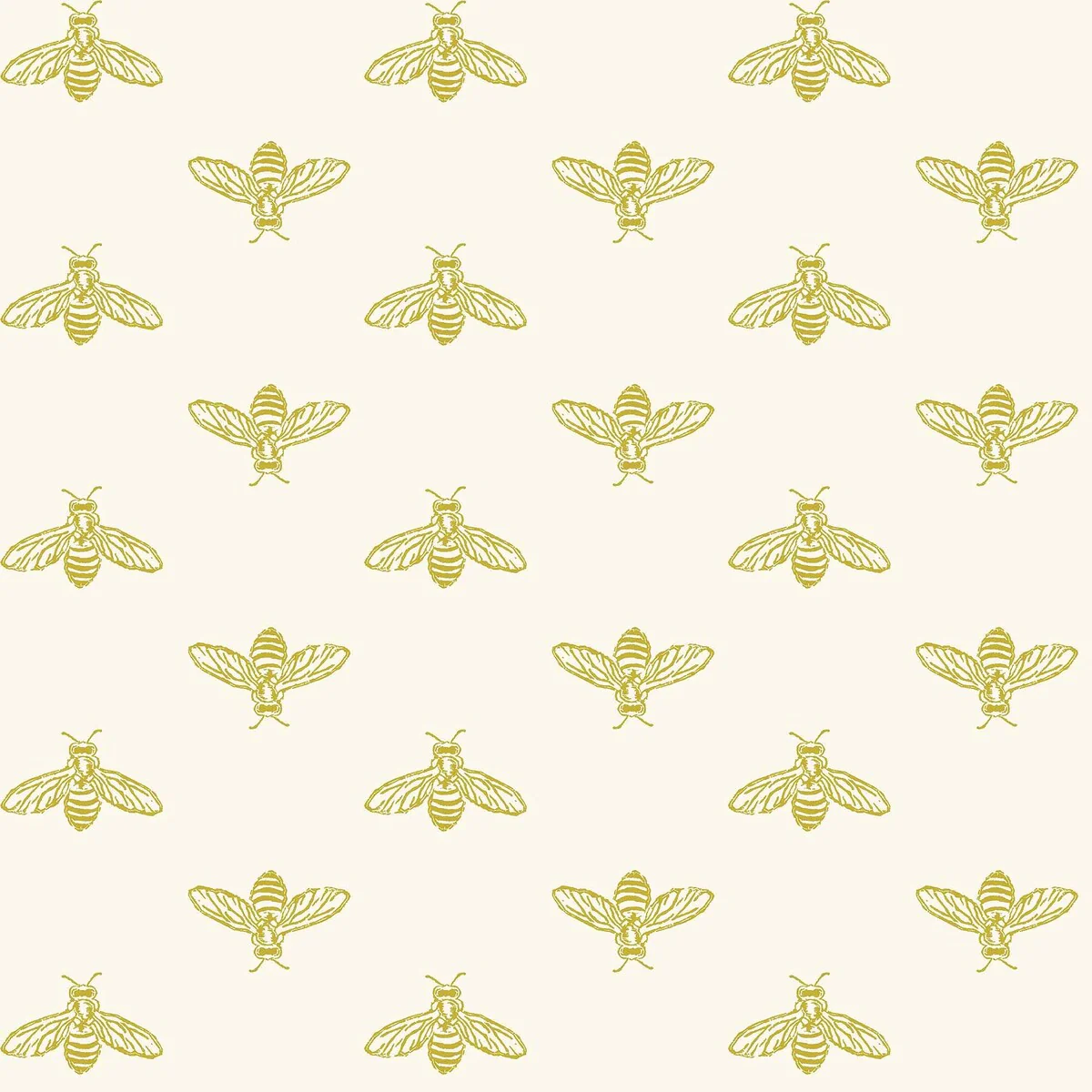 Joules Block Print Bee Antique Gold Wallpaper