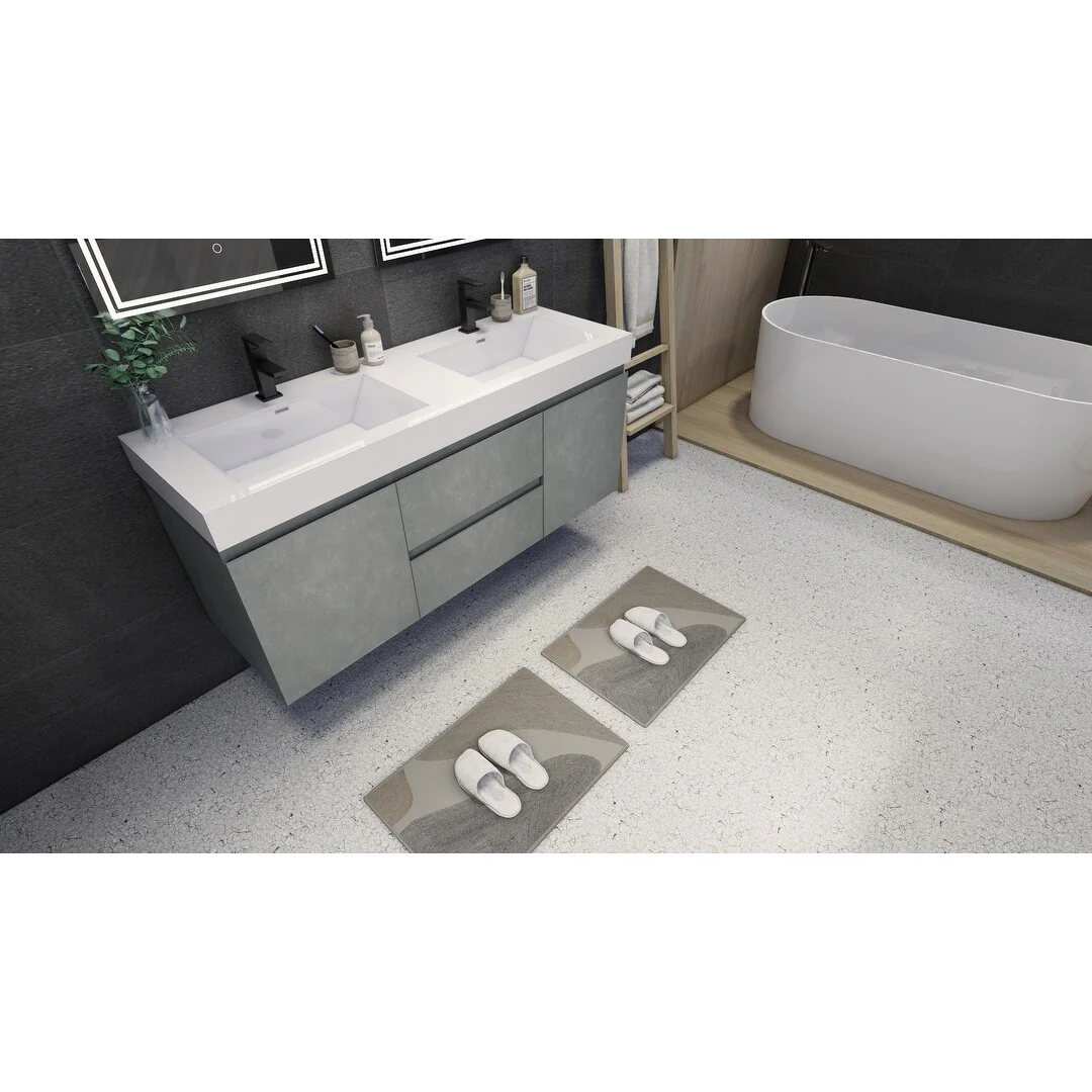 Baillie 60'' Wall-Mounted Vanity with Double Reinforced Acrylic Sink