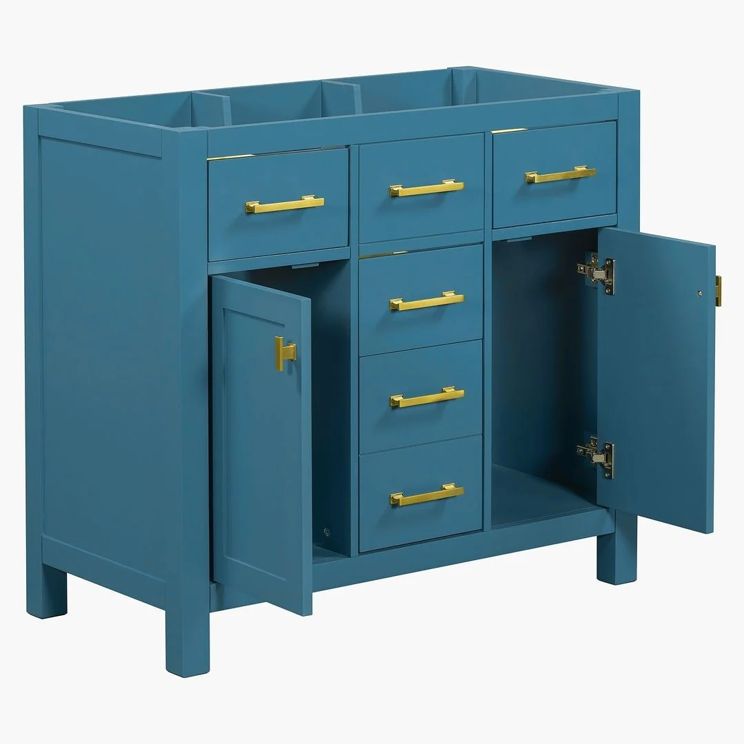 36'' Modern Freestanding Bathroom Vanity with Resin Sink Combo, 4 Drawers and 2 Cabinets