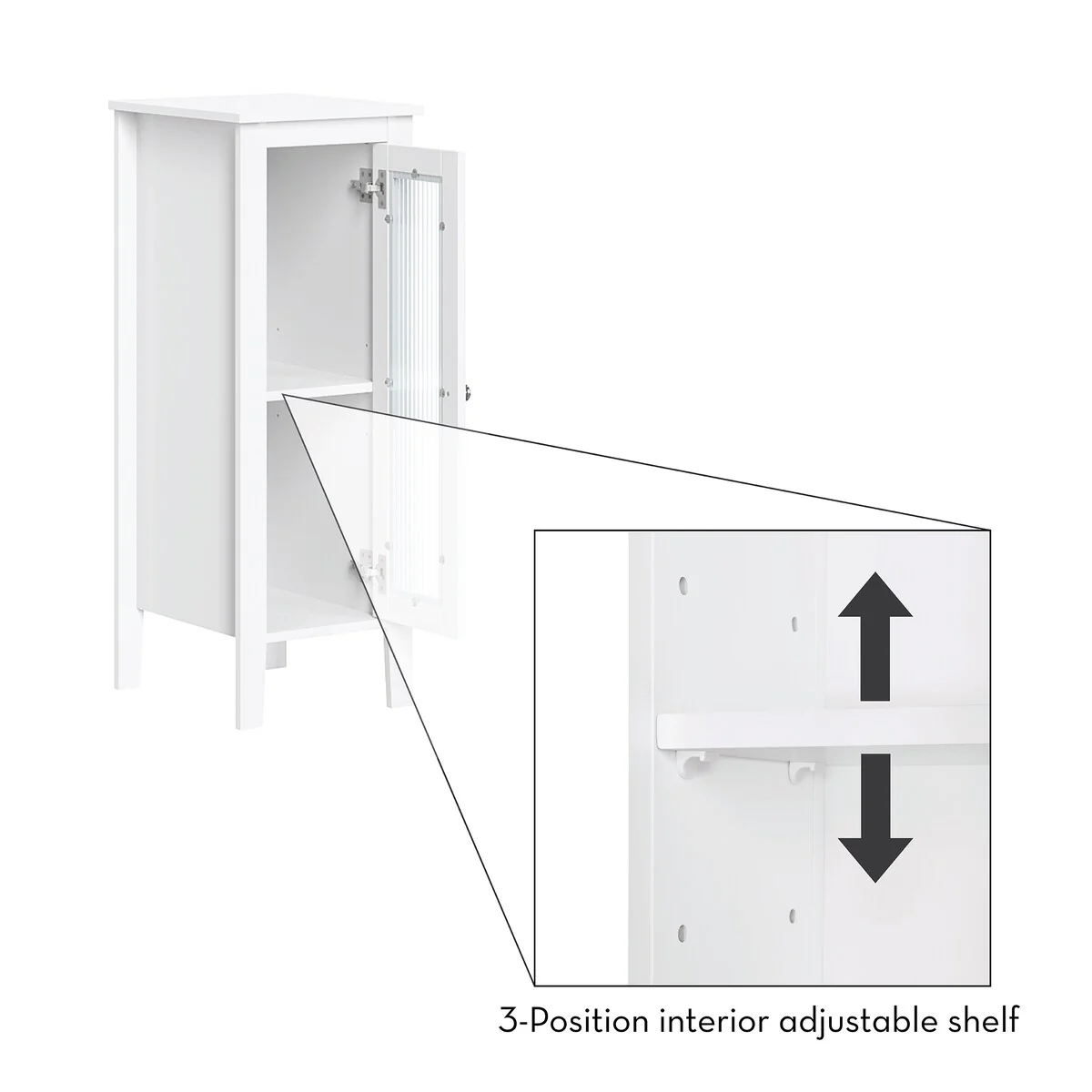 RiverRidge Prescott Single Door Narrow Bathroom and Laundry Storage Cabinet and Organizer with Adjustable Shelves - White