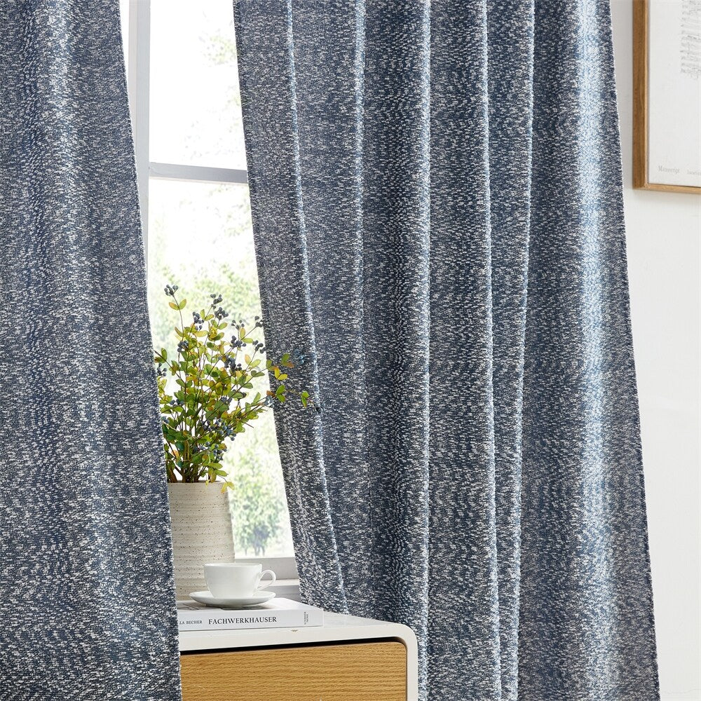HLC.ME Easton Jacquard Slub Texture - Privacy Curtains with Back Tab Rod Pocket Lightweight Window Curtains Panels, Set of 2