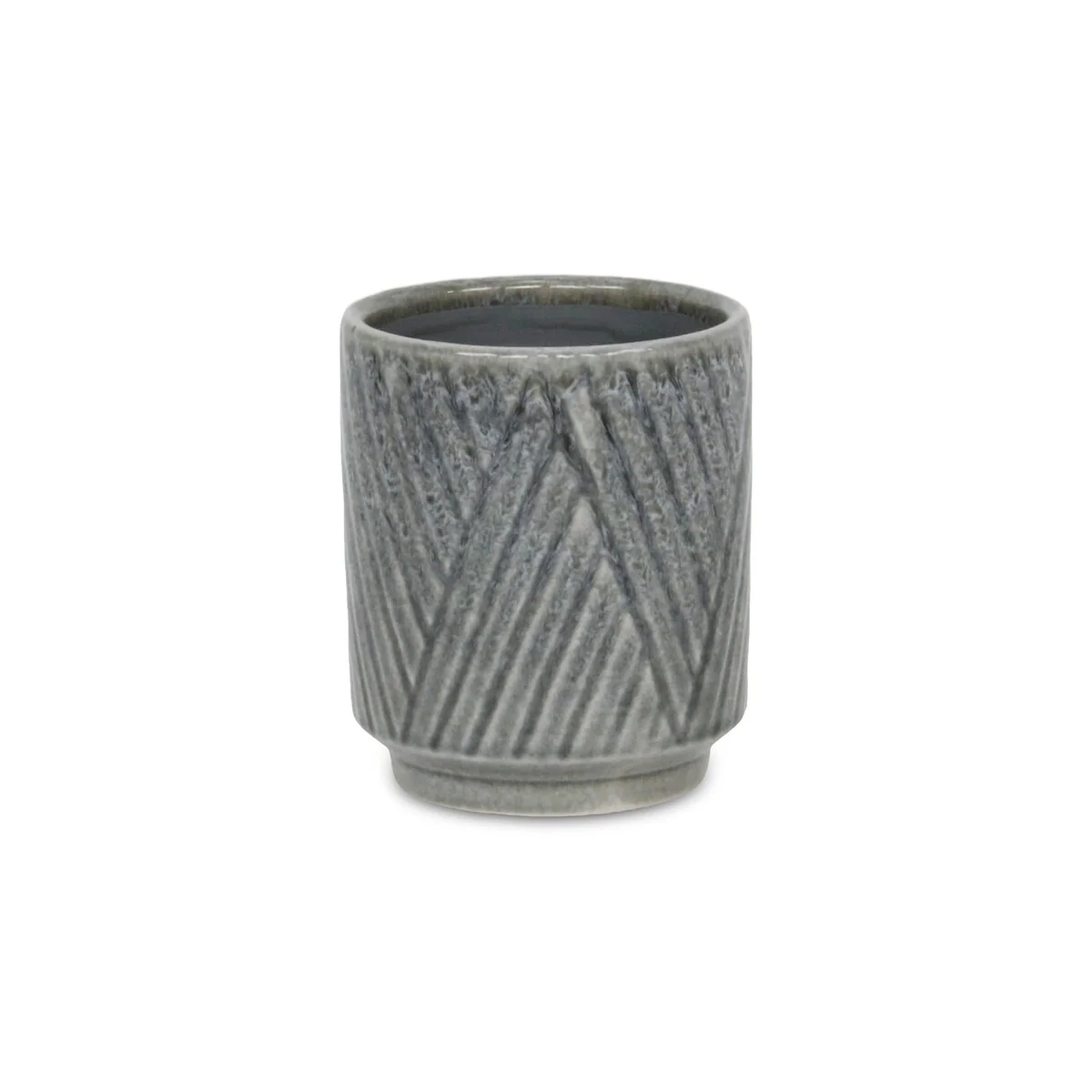 Parlora Crossed Diagonal Pattern Ceramic Pot - Gray