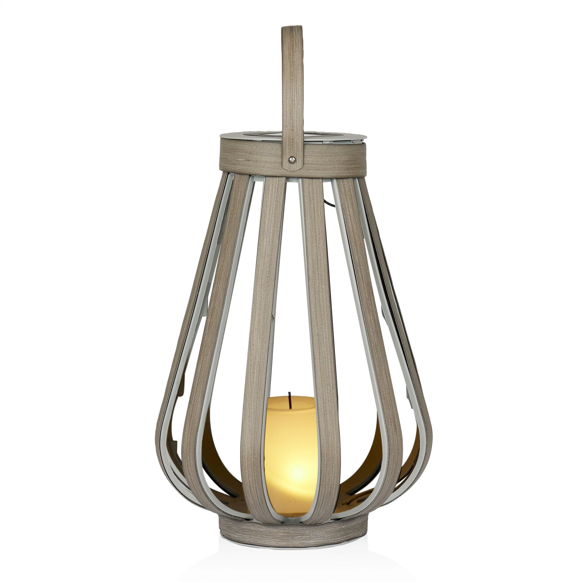 Solar Grey Decorative Plastic Lantern with Warm White LED