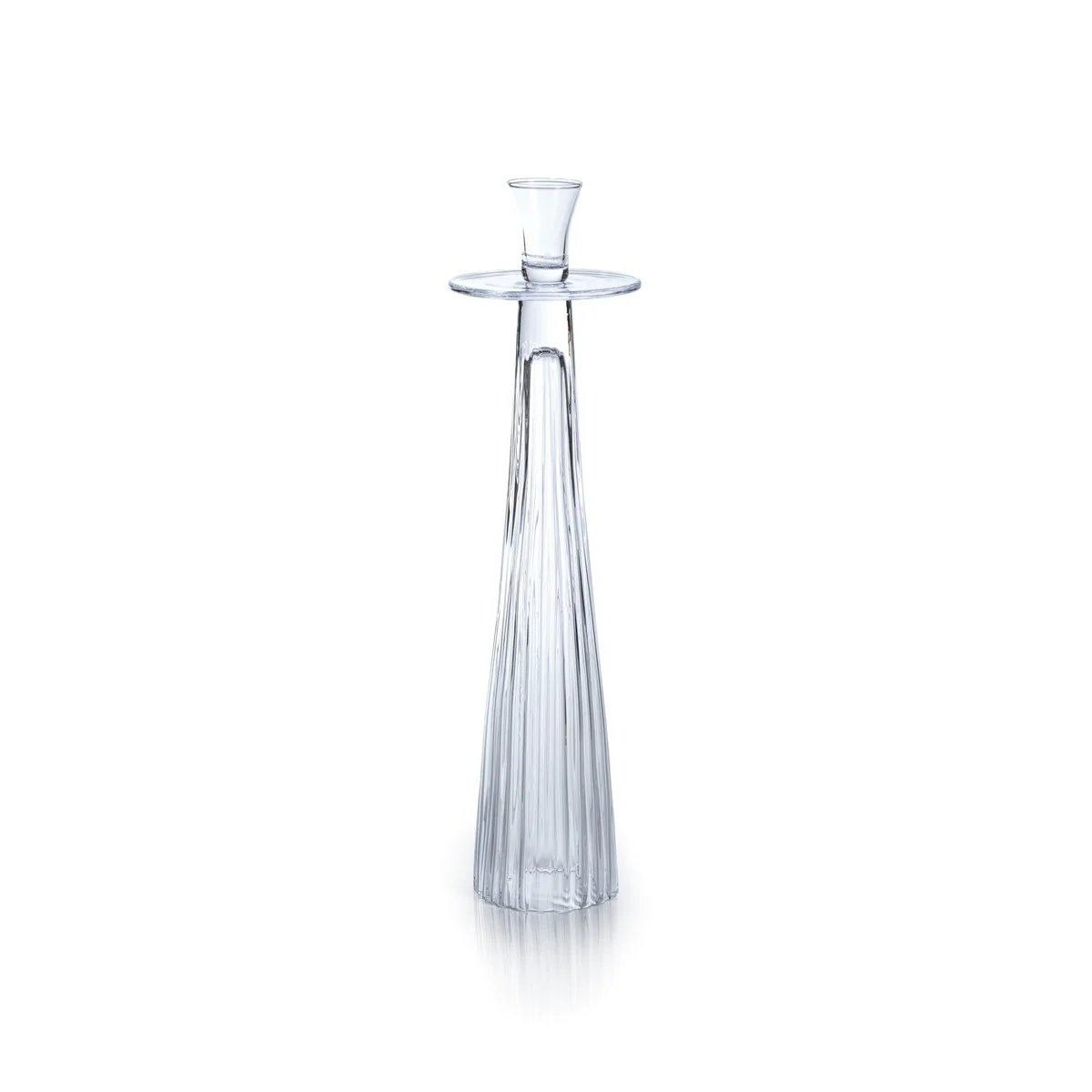 Oslob Tall Ribbed Glass Taper Holder