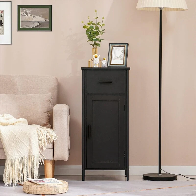 Narrow Floor Storage Cabinet with 1 Door and 1 Drawer - 11.8