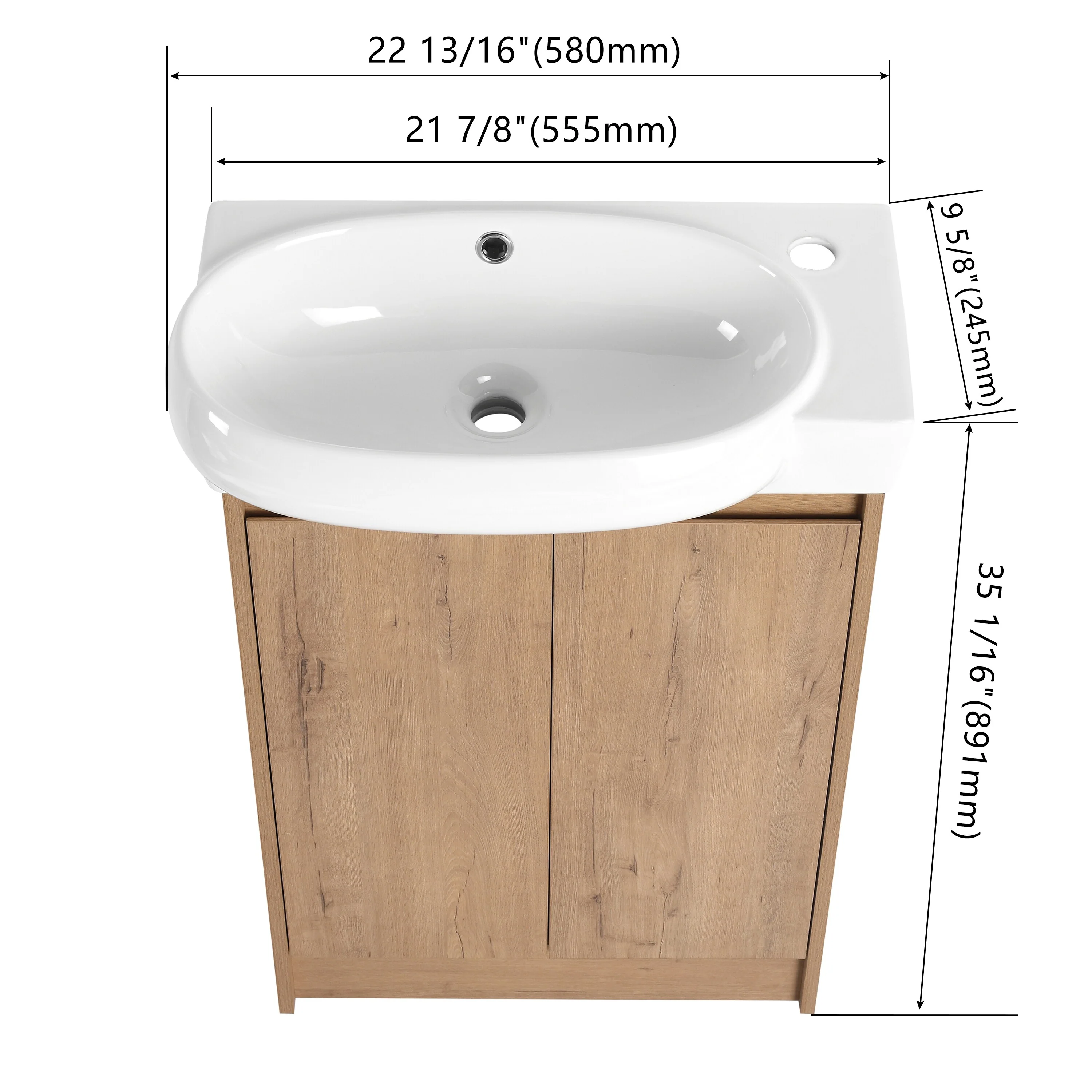 BNK 16/18/23 inch Freestanding/Floating Bathroom Vanity with Single Sink,Powder Room Vanity with Soft Close Door
