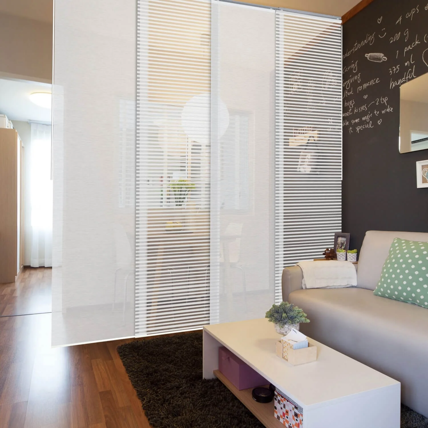 GoDear Design Natural Woven Adjustable Sliding Panel Track Blinds, Vertical Blinds, Cosmos Series, 45.8