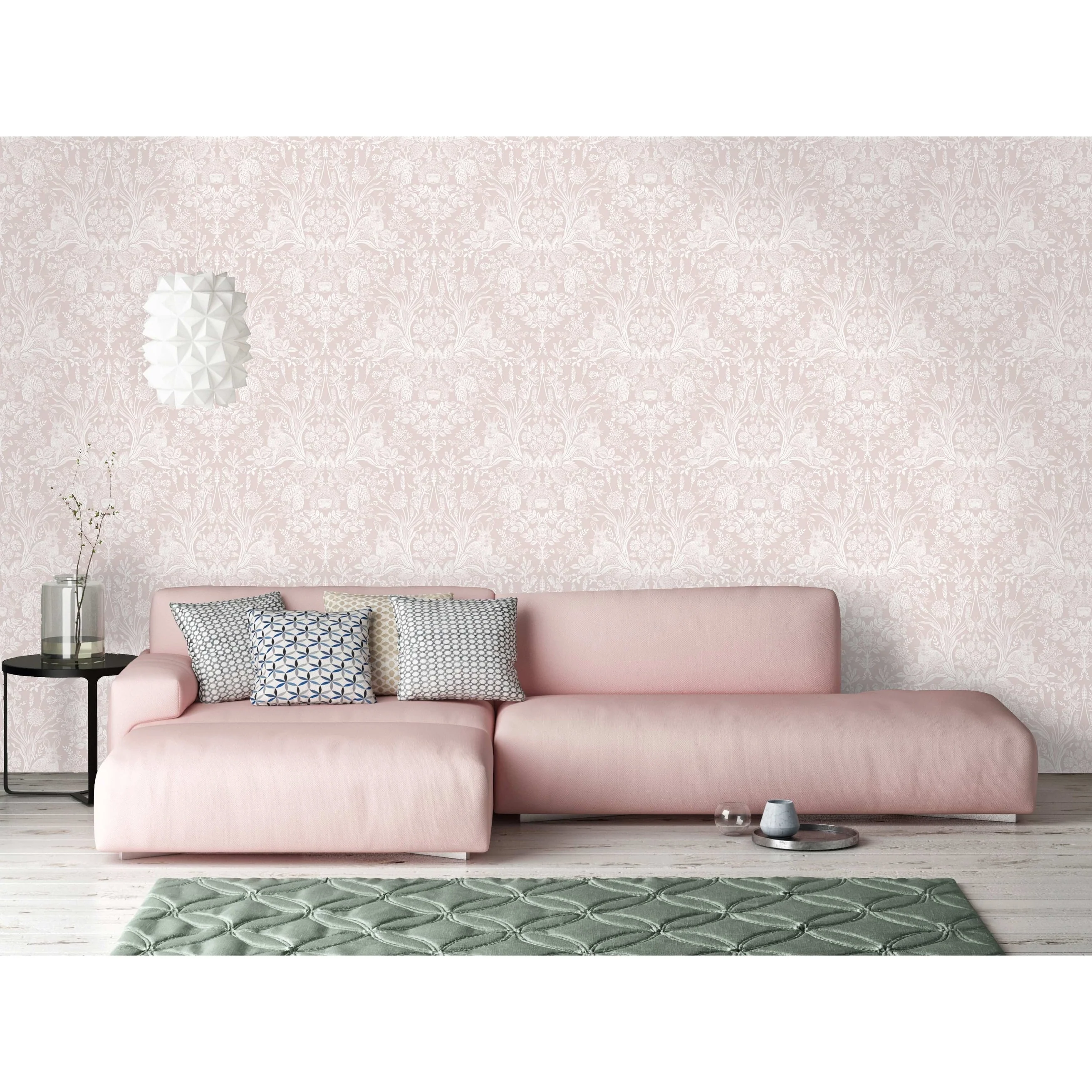 Woodland Damask Unpasted Wallpaper – 396in x 20.8in