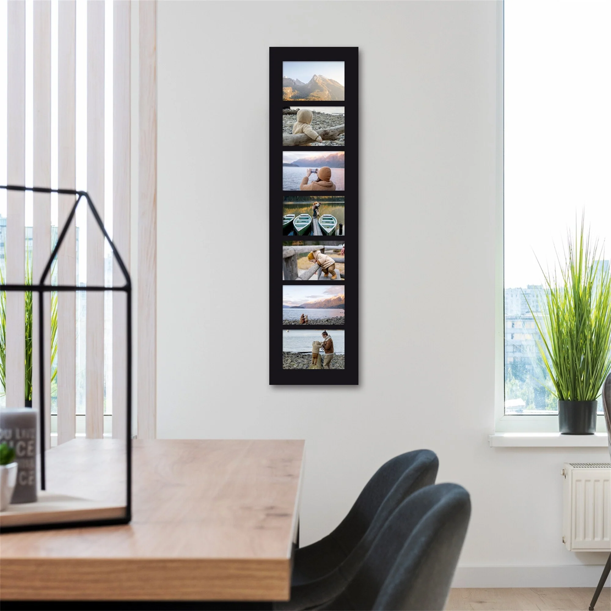 Adeco Black Wood Hanging Divided 4 x 6-inch Photo Frame