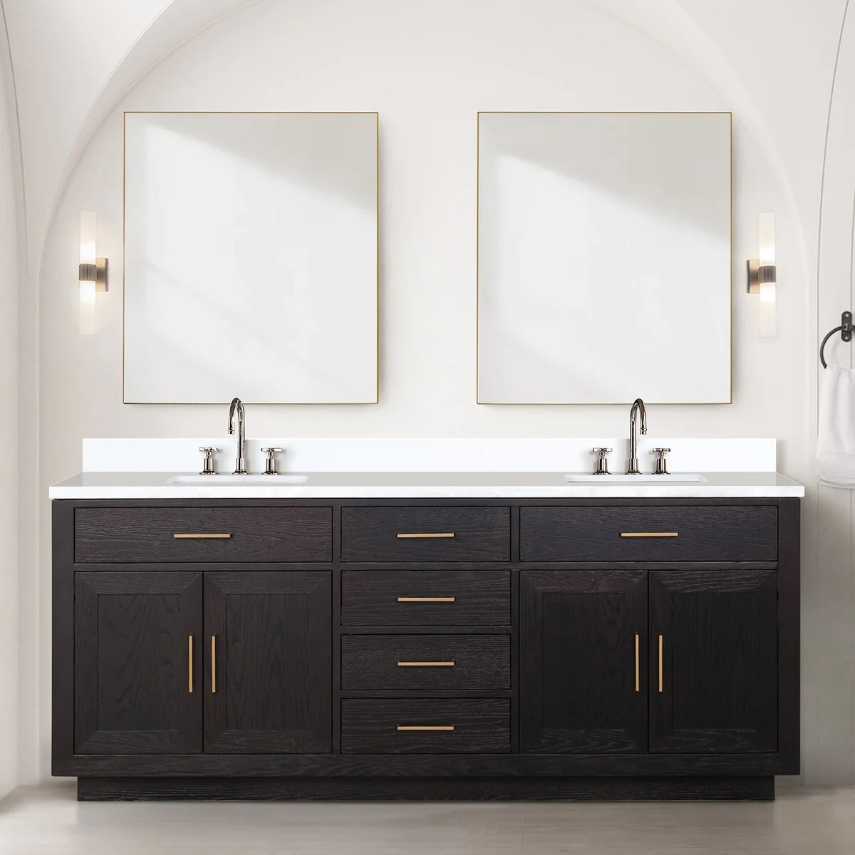 Abbey 60 in W x 22 in D Black Oak Double Bath Vanity and Cultured Marble Top
