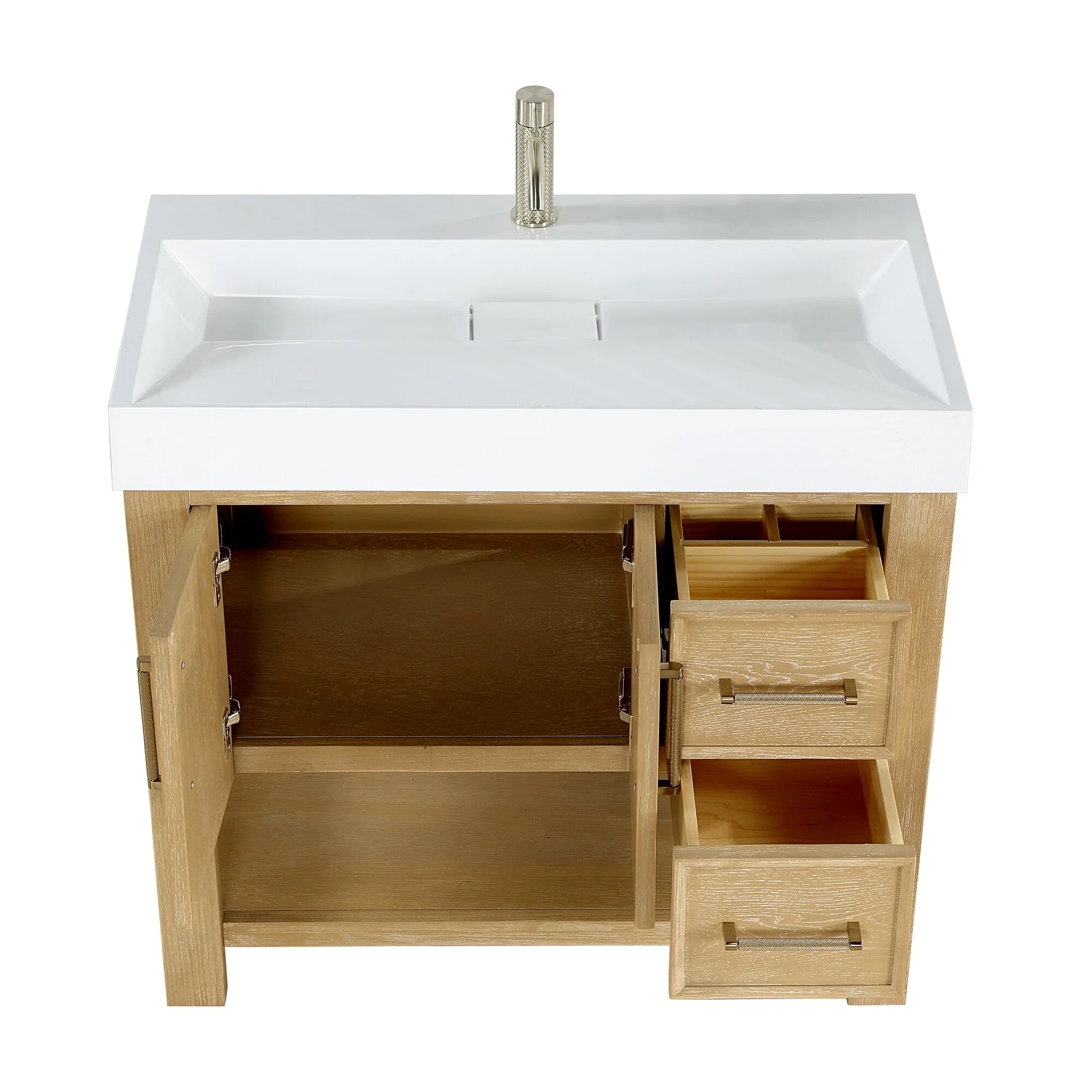 Vera Bath Vanity with Integrated Stone Sink Top and Mirror