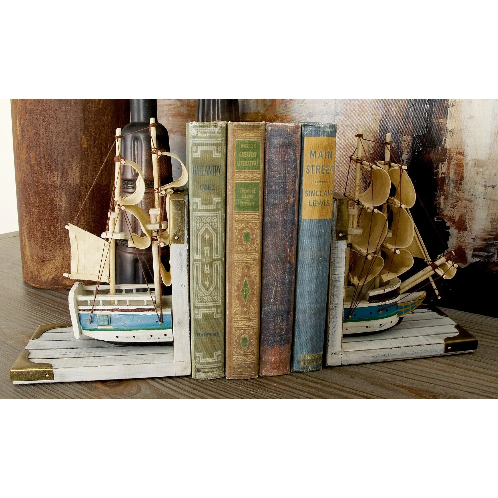 White Pine Coastal Bookends Boats and ships (Set of 2)