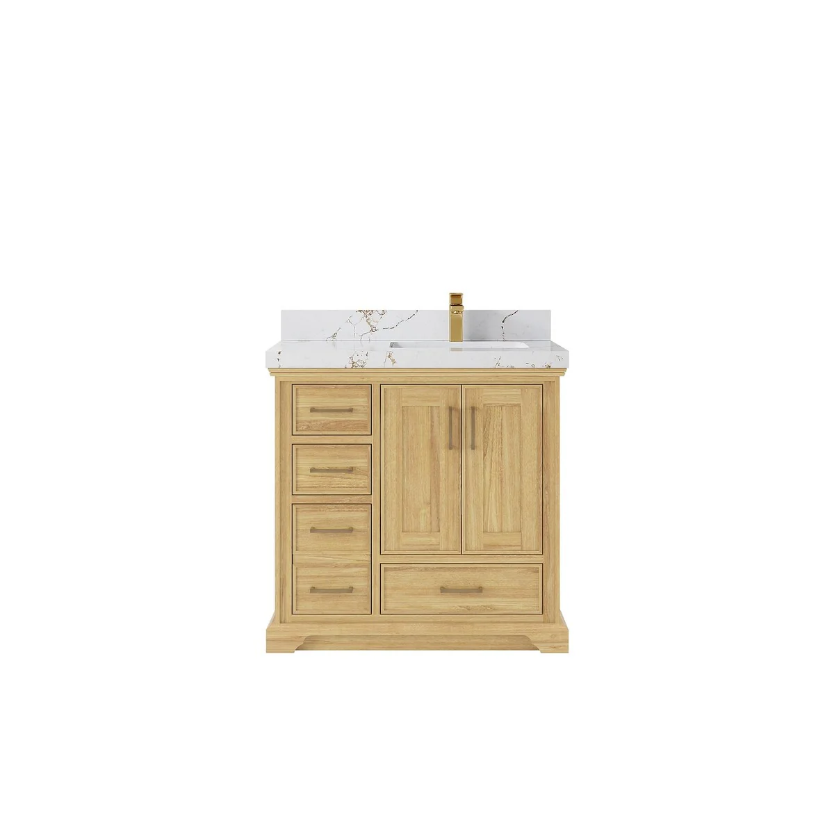 Willow Collections 36 in. W x 22 in. D Charlotte Teak Right Offset Sink Bathroom Solid Teak Vanity with Countertop