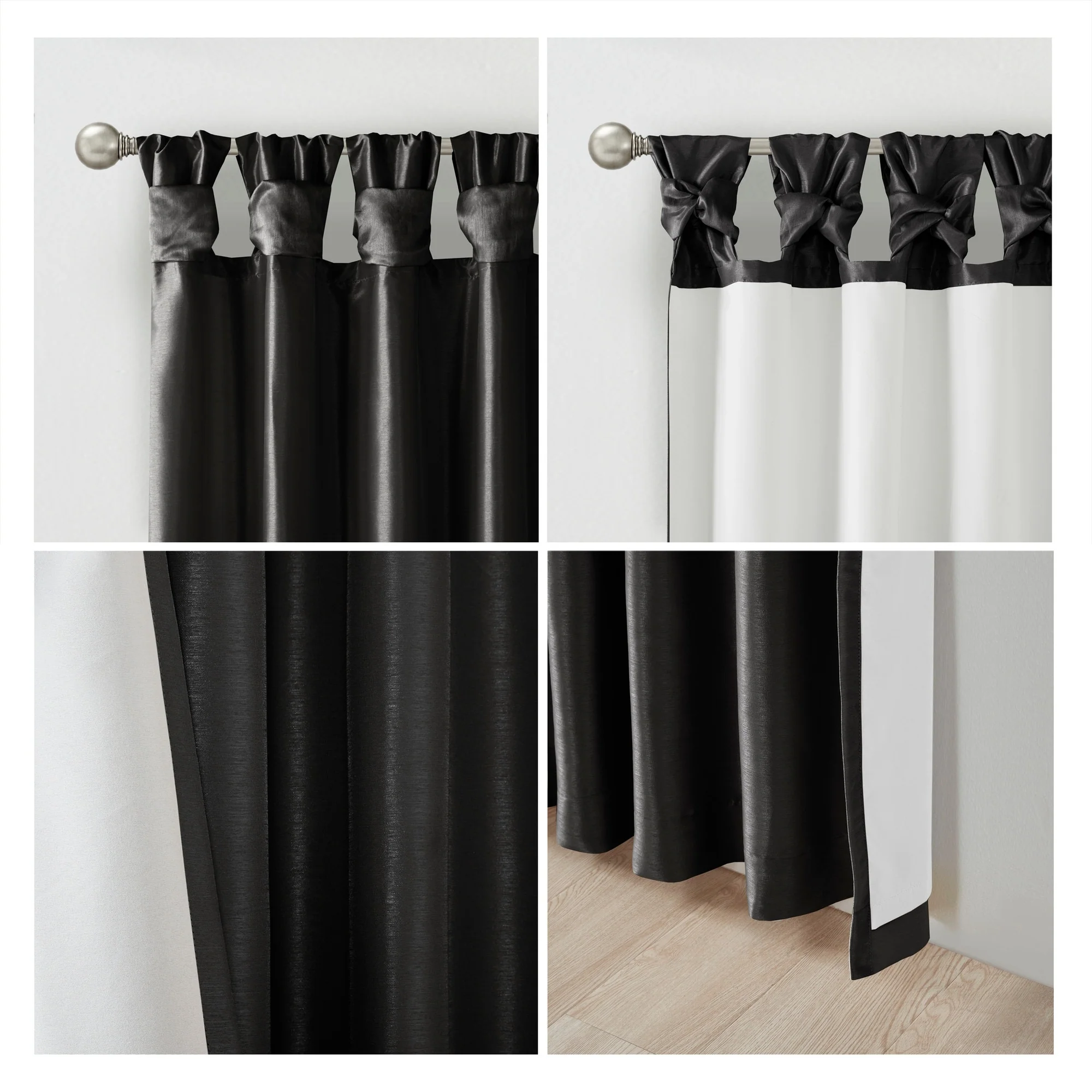 Twist Tab Total Blackout Window Curtain Panel Black 50x95