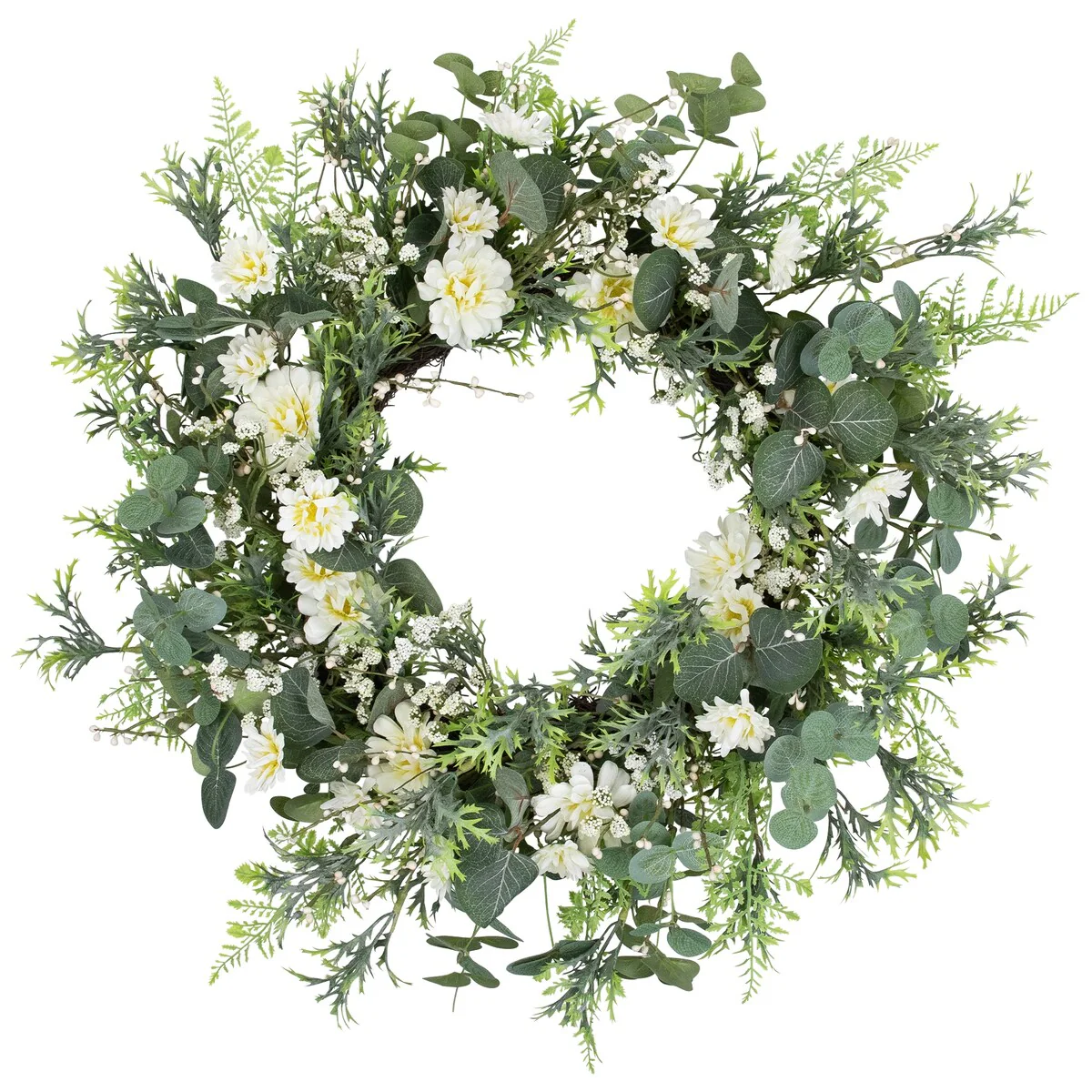 Fern and Eucalyptus Floral Spring Wreath - 24