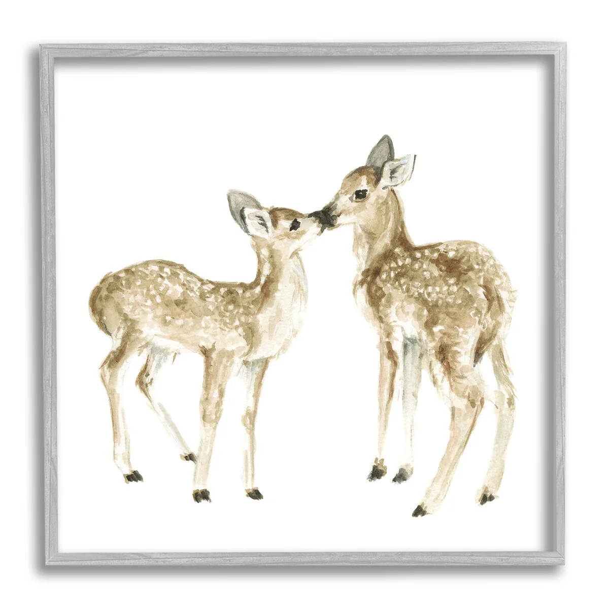 Stupell Baby Deer Fawn Watercolor Painting Kids' Nursery Animal Framed Wall Art - Brown