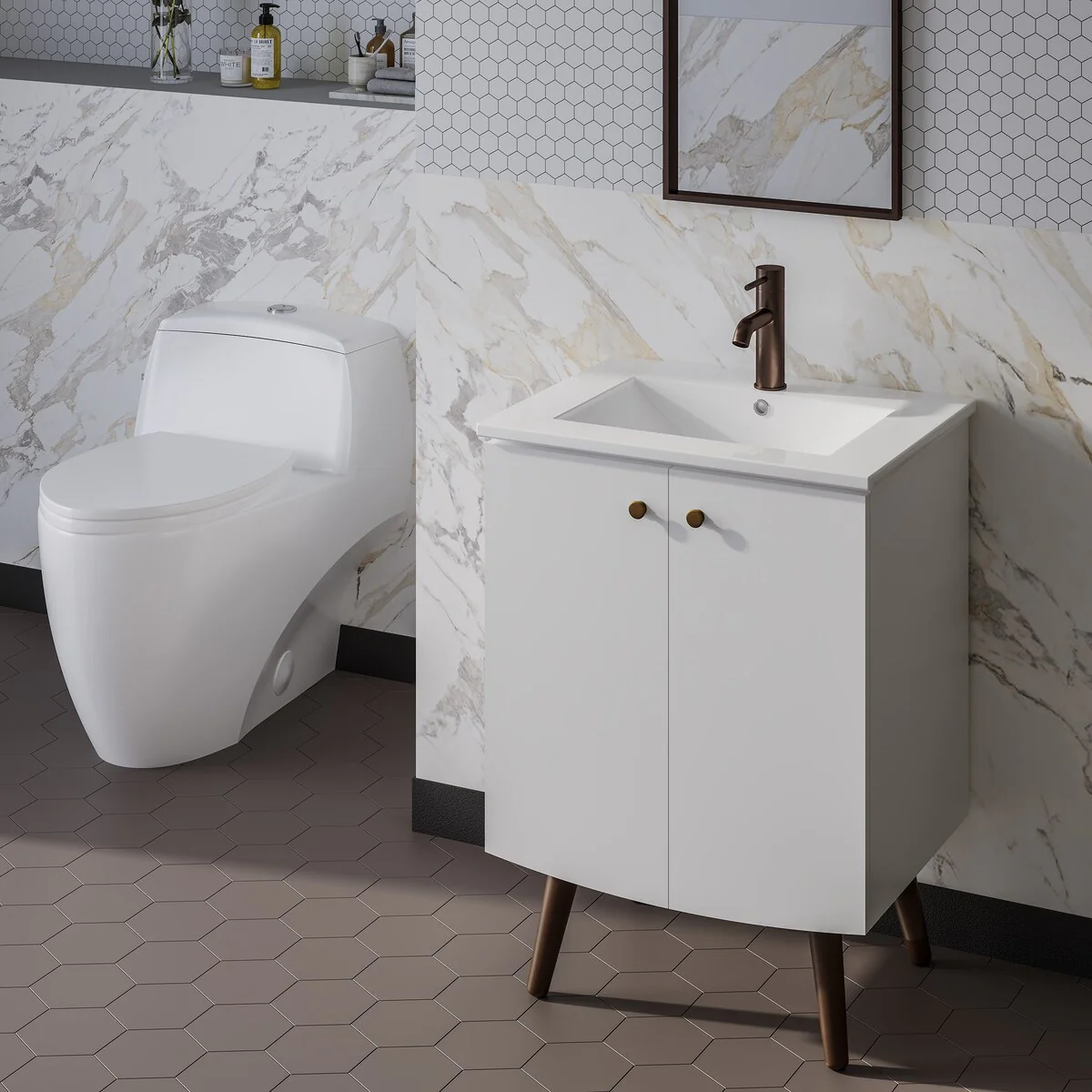 Manoir Bathroom Vanity in White