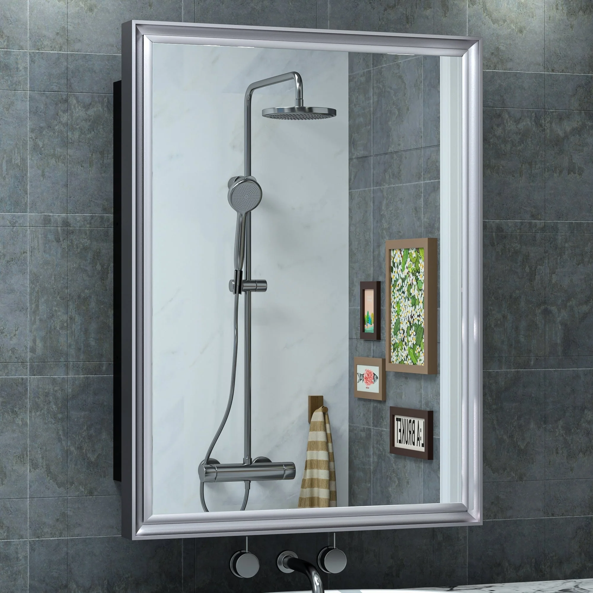 TokeShimi Medicine Cabinets for Bathroom with Mirror, Beveled Framed