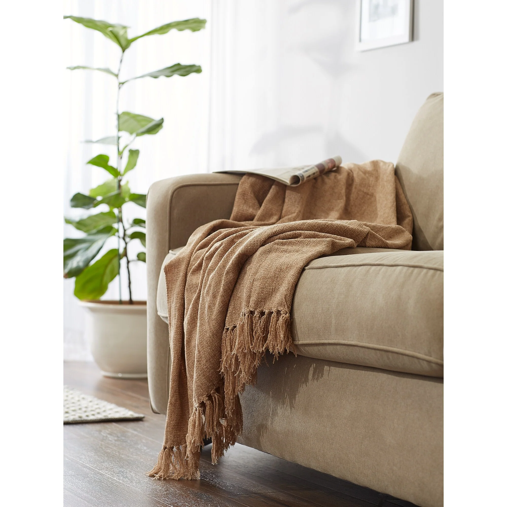 DII Soft Denim Blue Chenille Throw