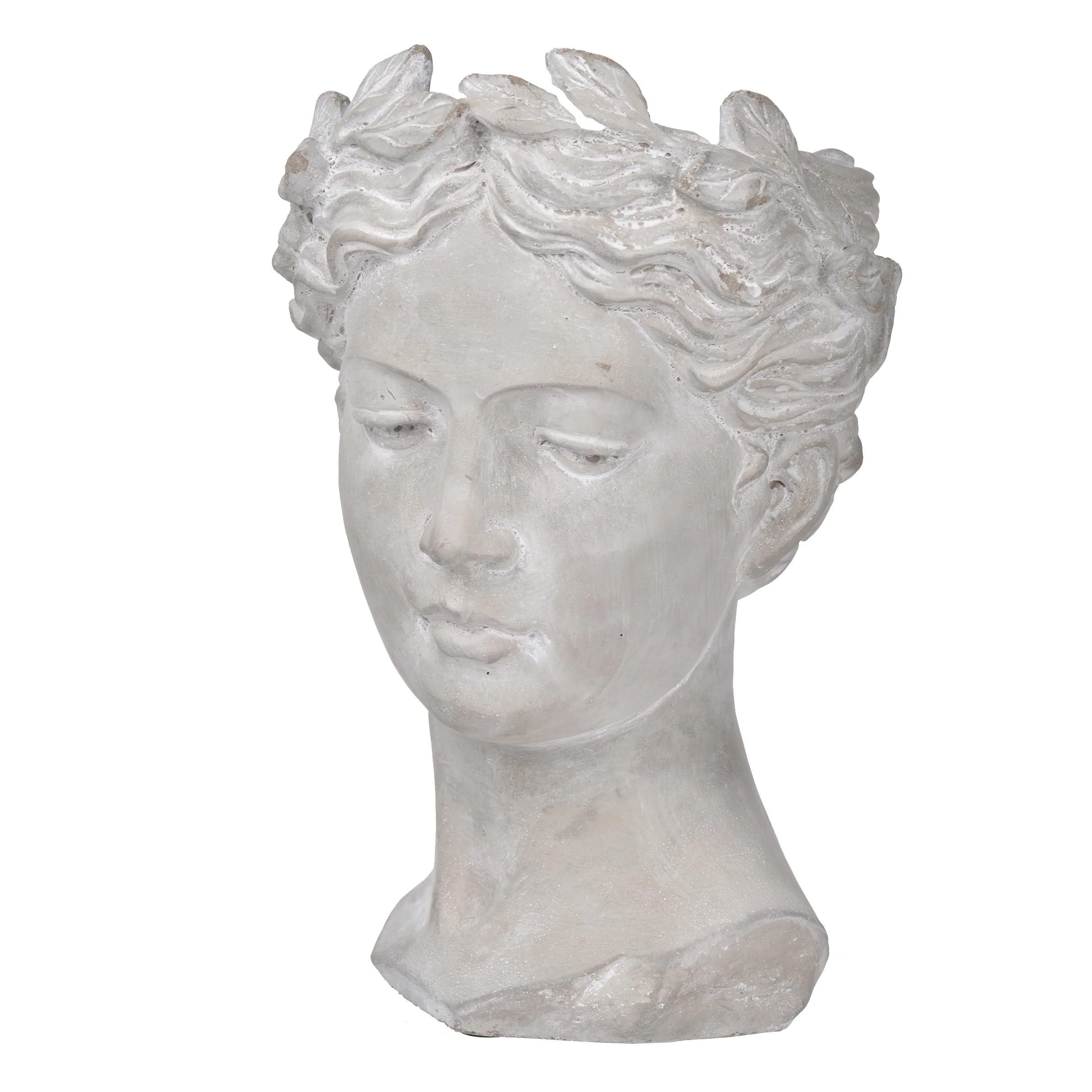 Greek Style Cement Head Planter - Indoor Outdoor Home Garden Decor, D7
