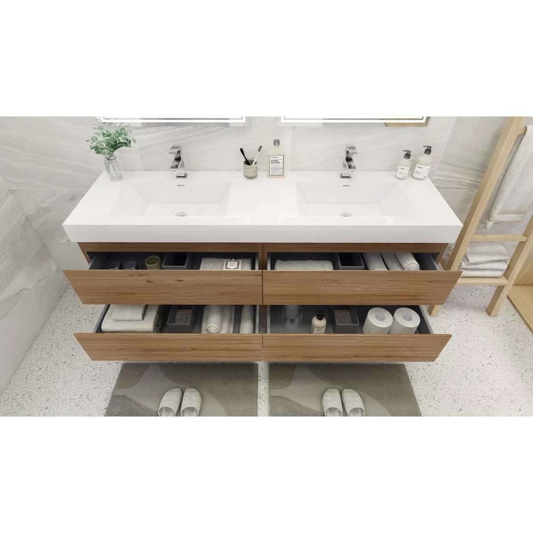 Baillie 72'' Wall-Mounted Vanity with Double Reinforced Acrylic Sink