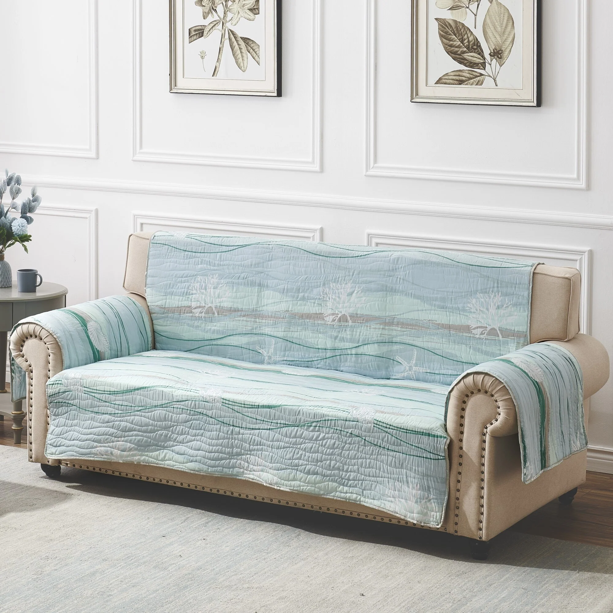 Greenland Home Fashions Maui Reversible Sofa Protector - 127 x 77 inches