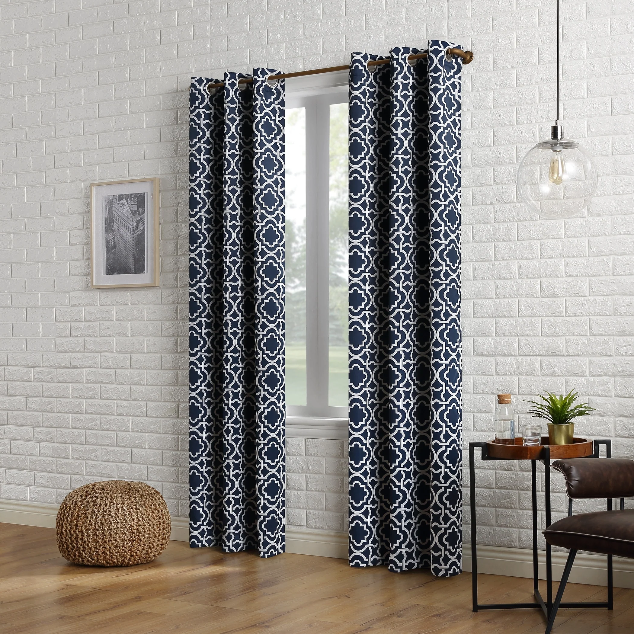 Sun Zero Barnett Trellis Blackout Grommet Curtain Panel, Single Panel