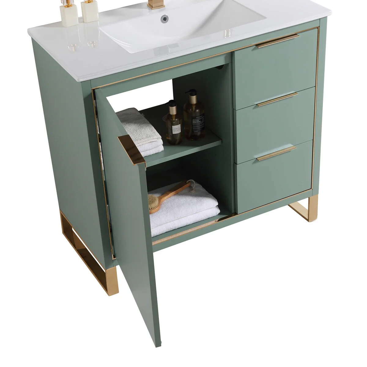 Fine Fixtures Opulence Collection Bathroom Vanity with White Ceramic Sink