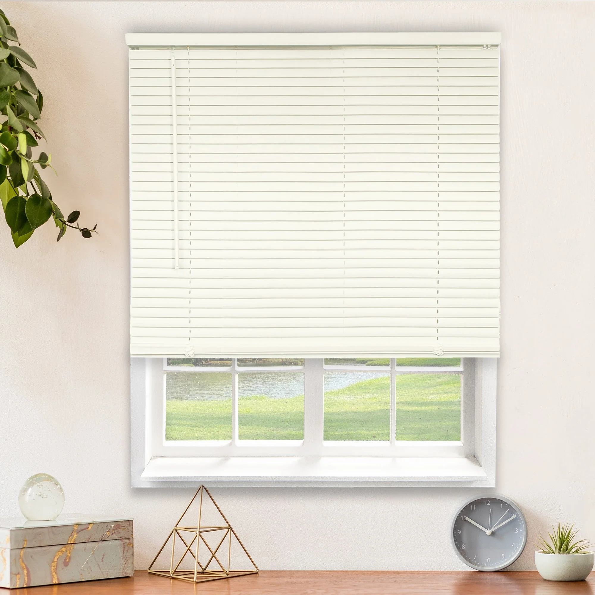 CHICOLOGY Cordless 1-Inch Vinyl Mini Blinds, Alabaster, 36 Height