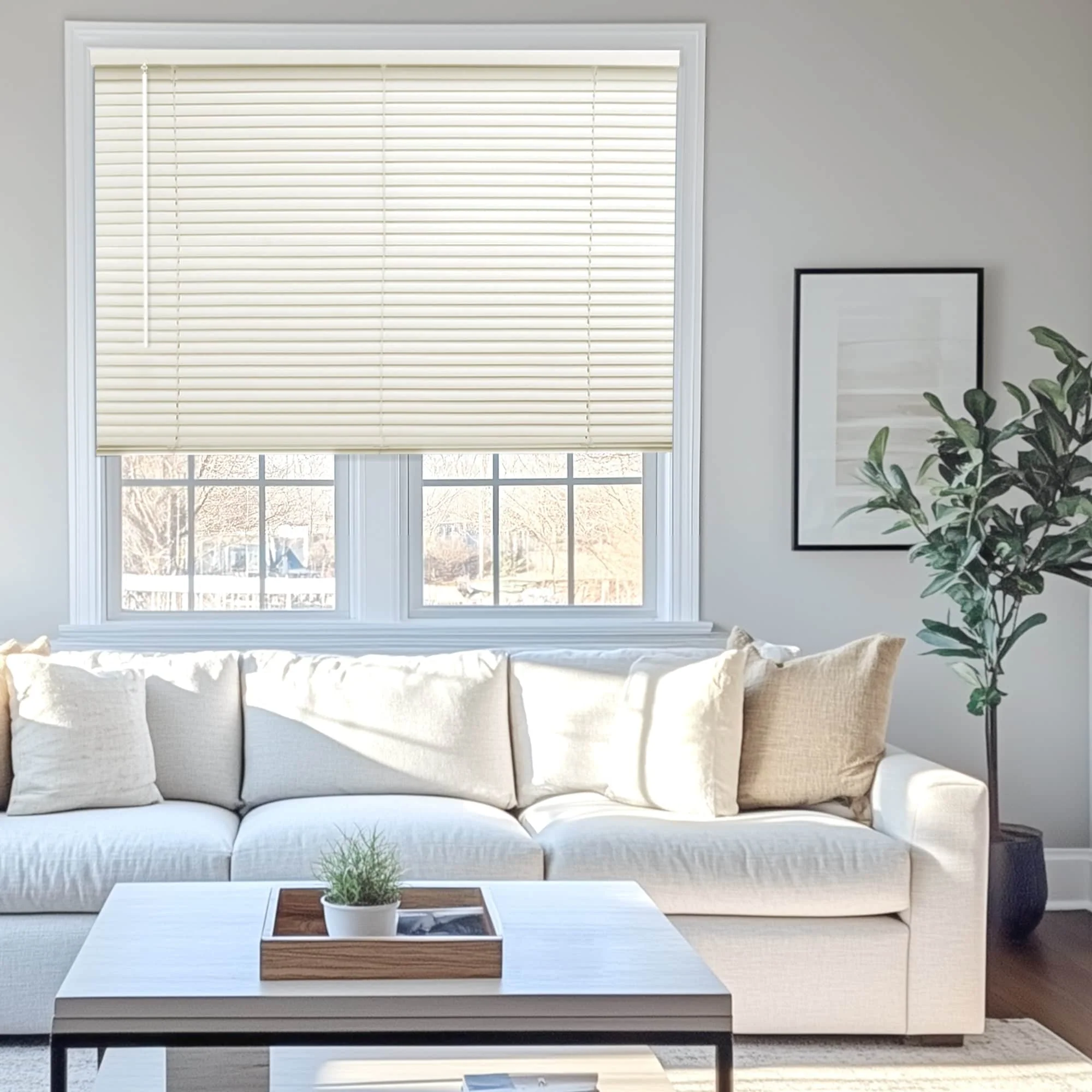 CHICOLOGY Cordless 1-Inch Vinyl Mini Blinds, Alabaster, 36 Height