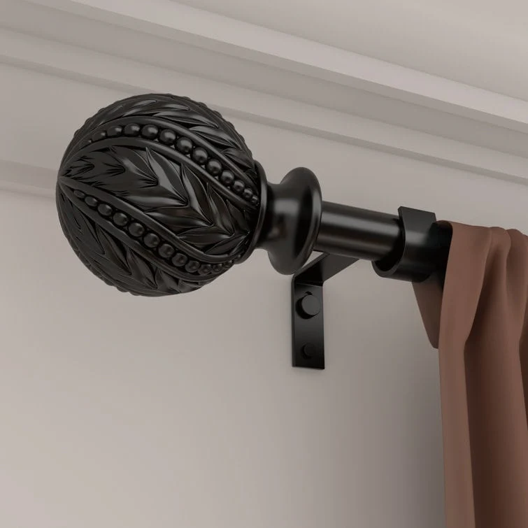 Debuono Black Adjustable Curtain Rod with Final Set