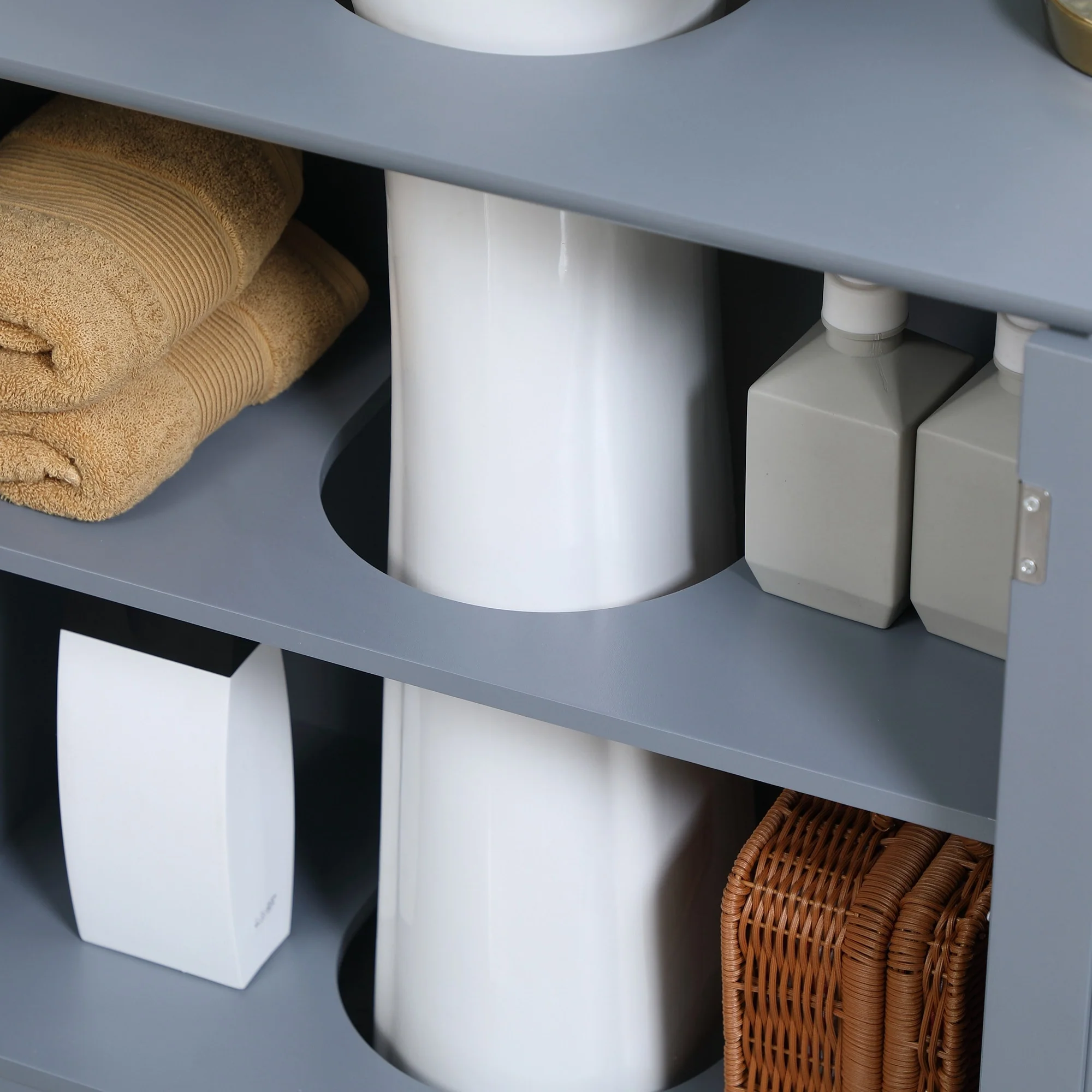 HOMCOM Under Sink Bathroom Cabinet with 2 Doors and Shelf, Pedestal Sink Bathroom Vanity Cabinet