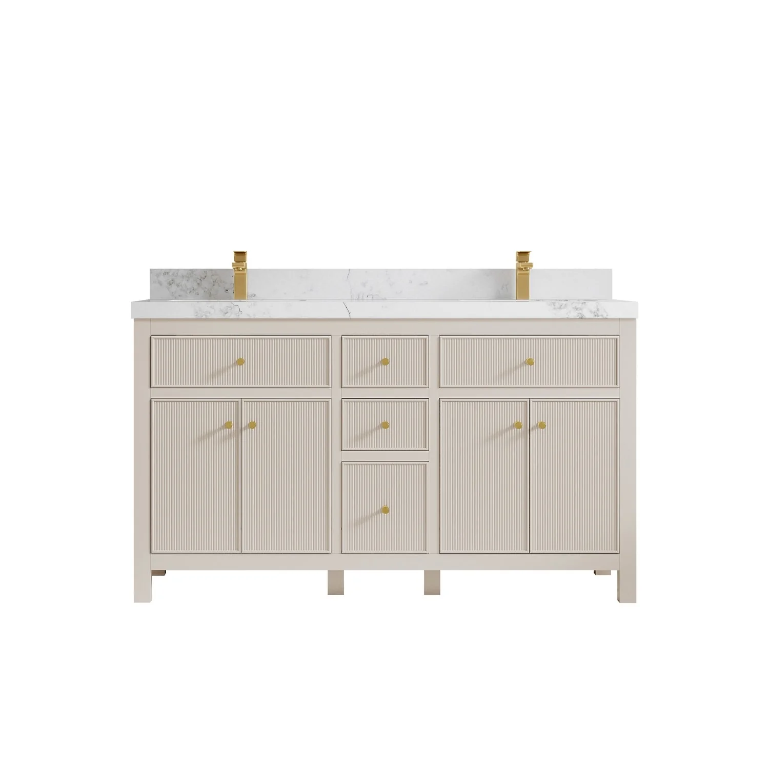 Willow Collections 60 in. W x 22 in D. Sonoma Free Standing Reeded Double Sink Bathroom Vanity with Countertop