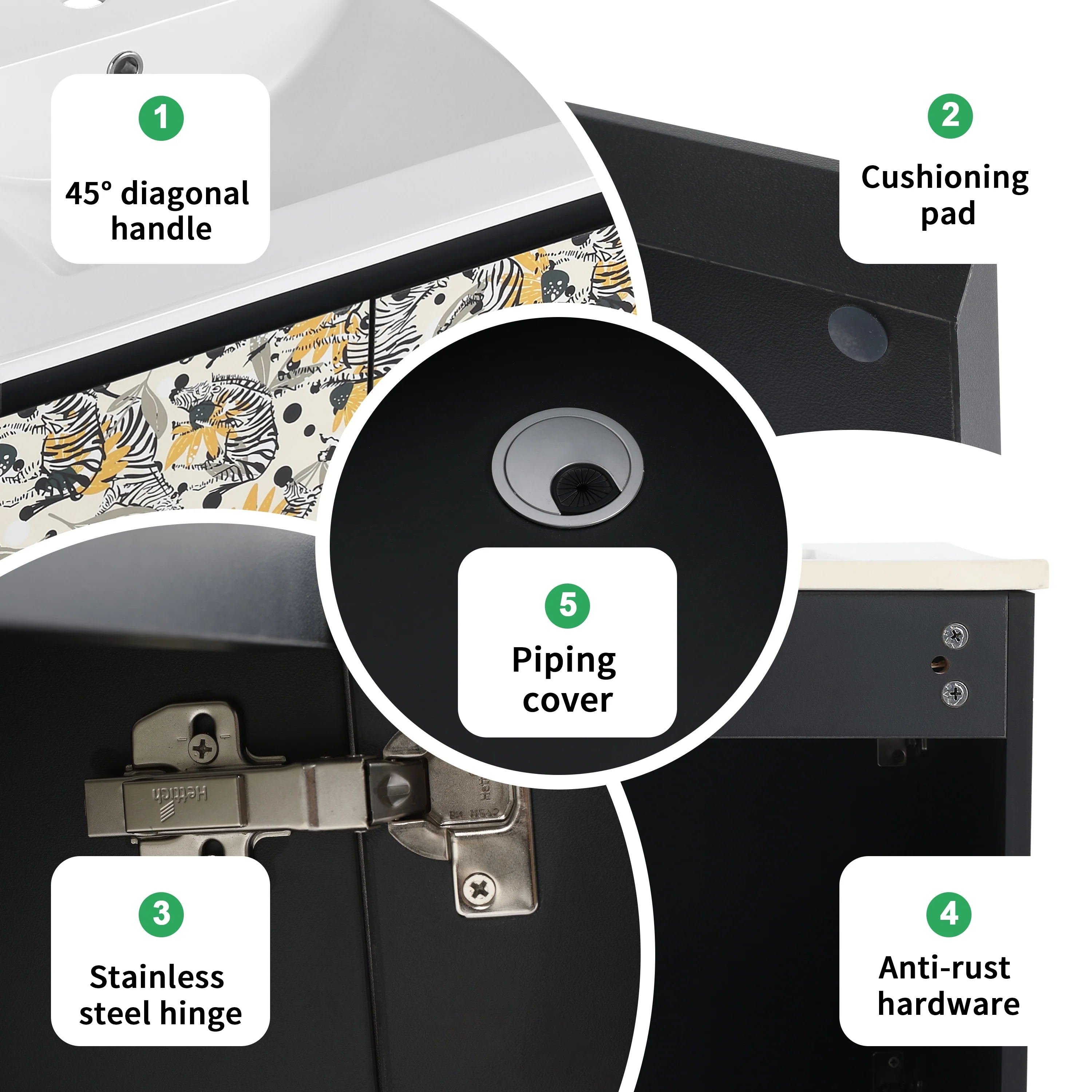 BNK 24/30/48 Inch Double Sink Bathroom Vanity with Soft Close Door