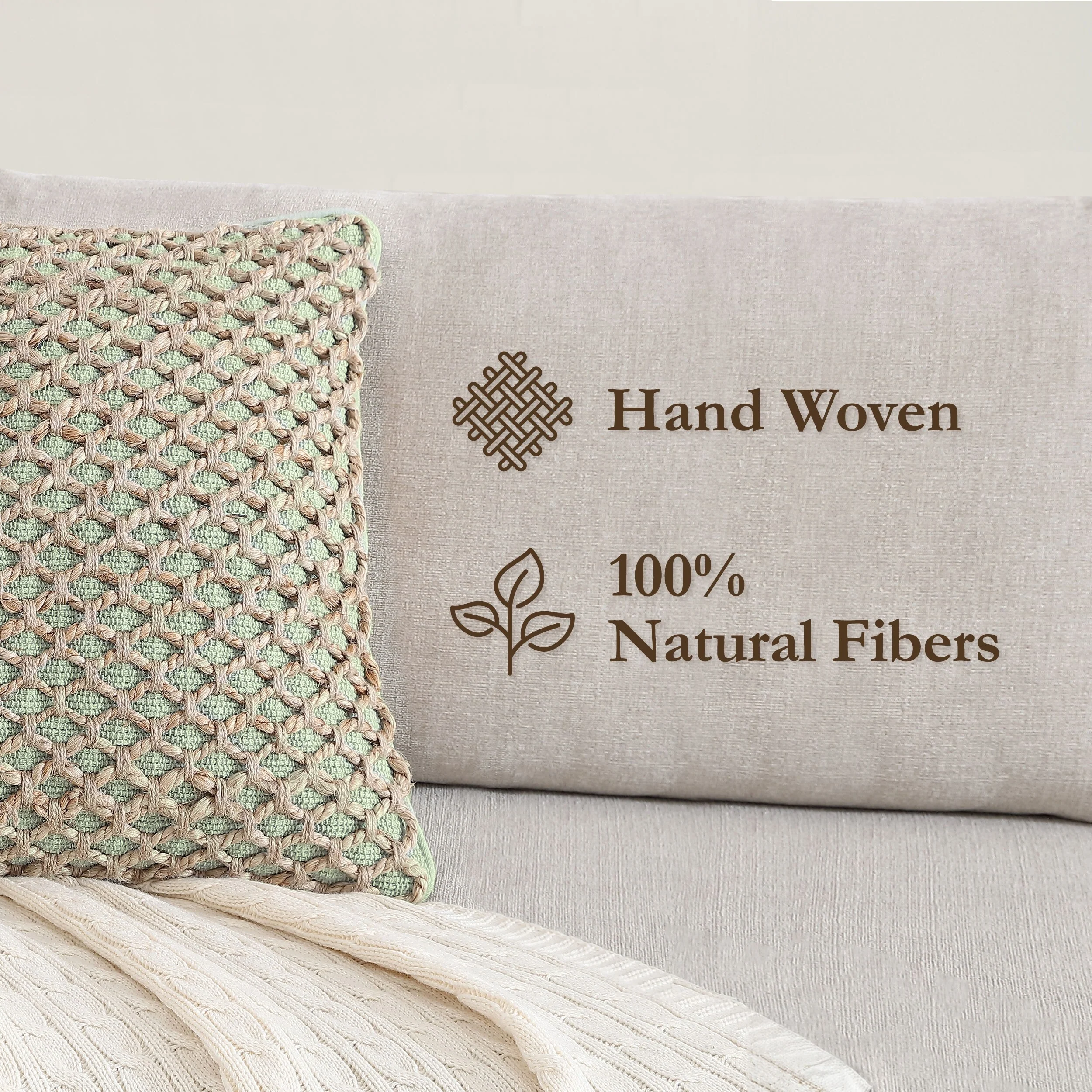 Boho Living Jada Braided Cotton/Jute Throw Pillow Covers