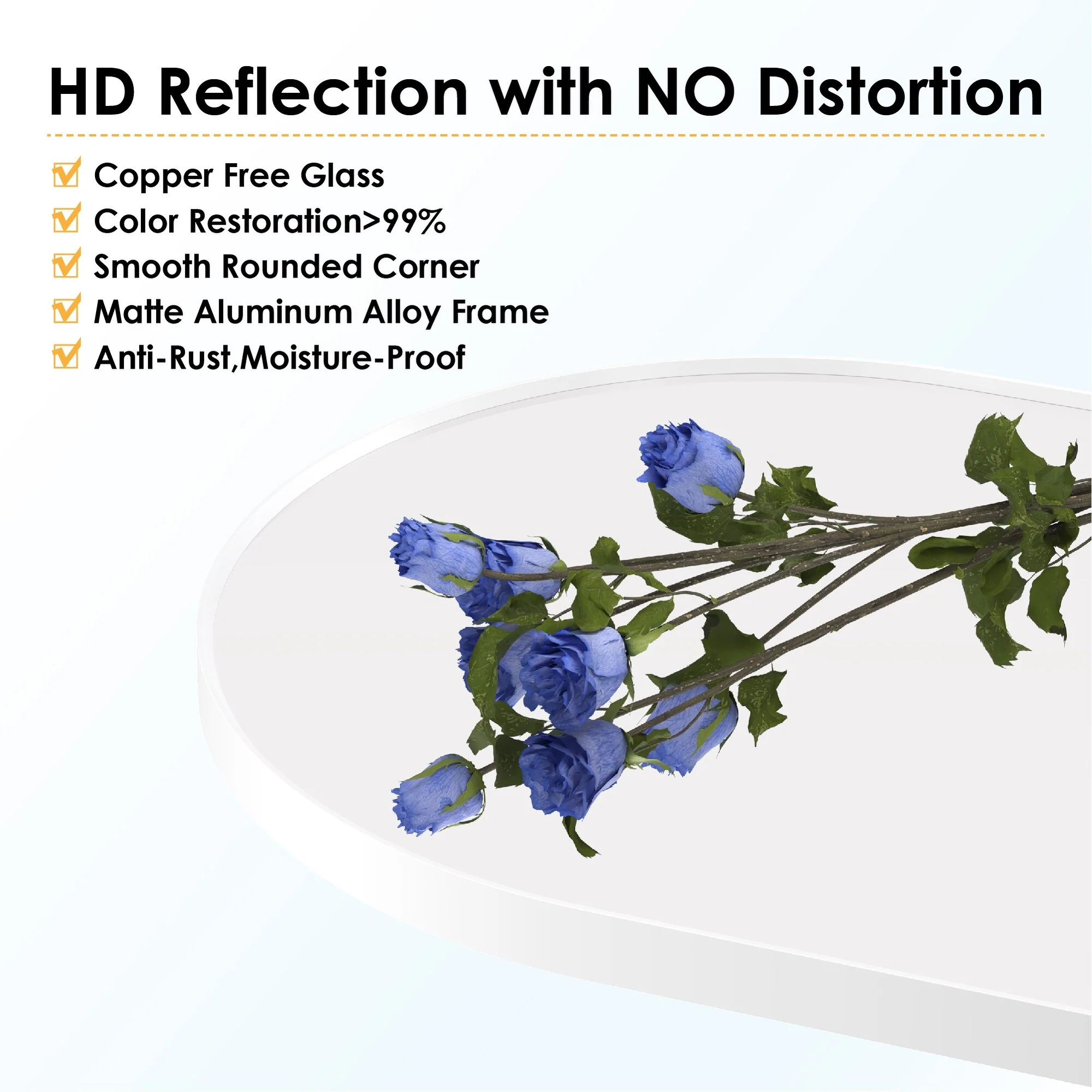 Bathroom Wall Mounted Oval Metal Framed Mirror