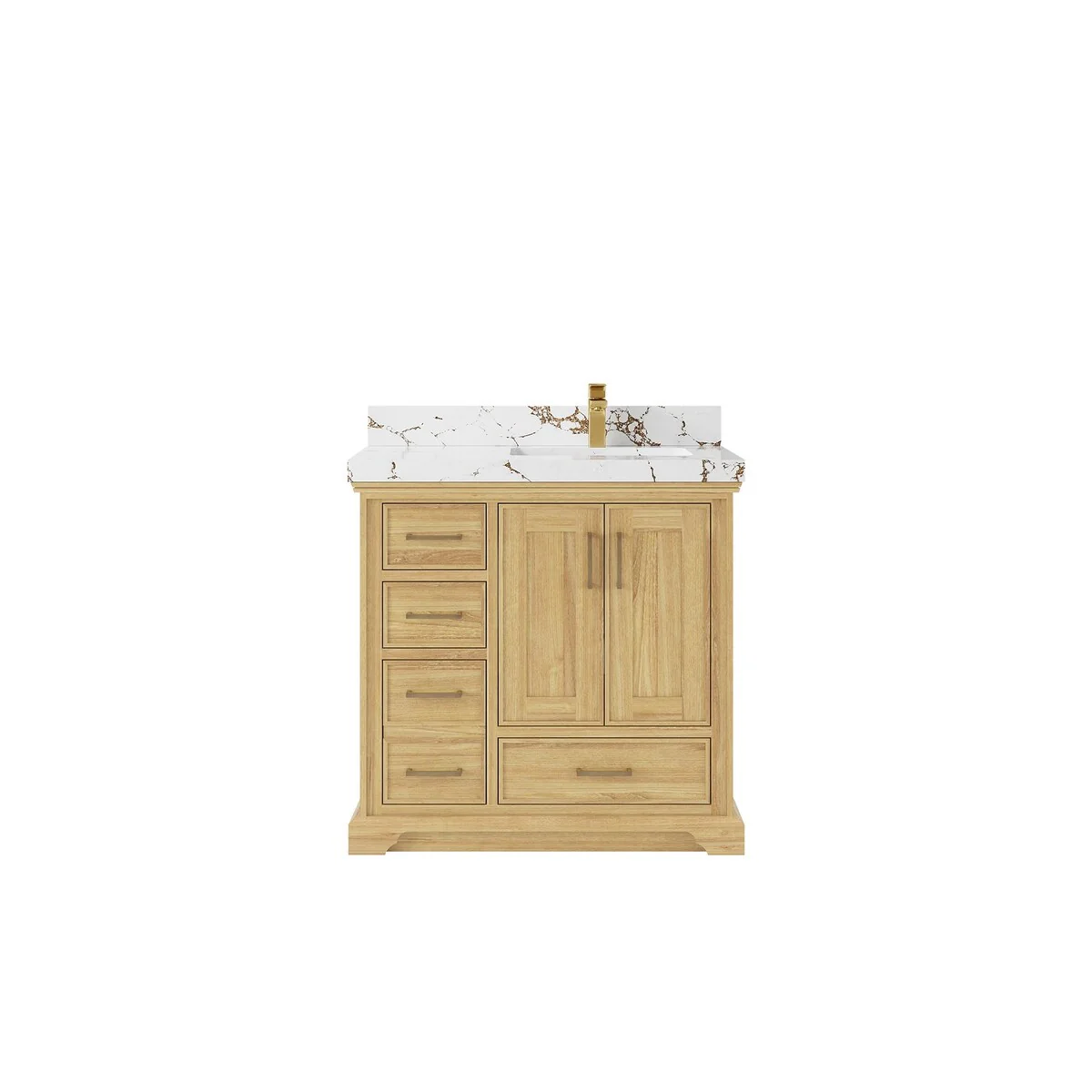 Willow Collections 36 in. W x 22 in. D Charlotte Teak Right Offset Sink Bathroom Solid Teak Vanity with Countertop