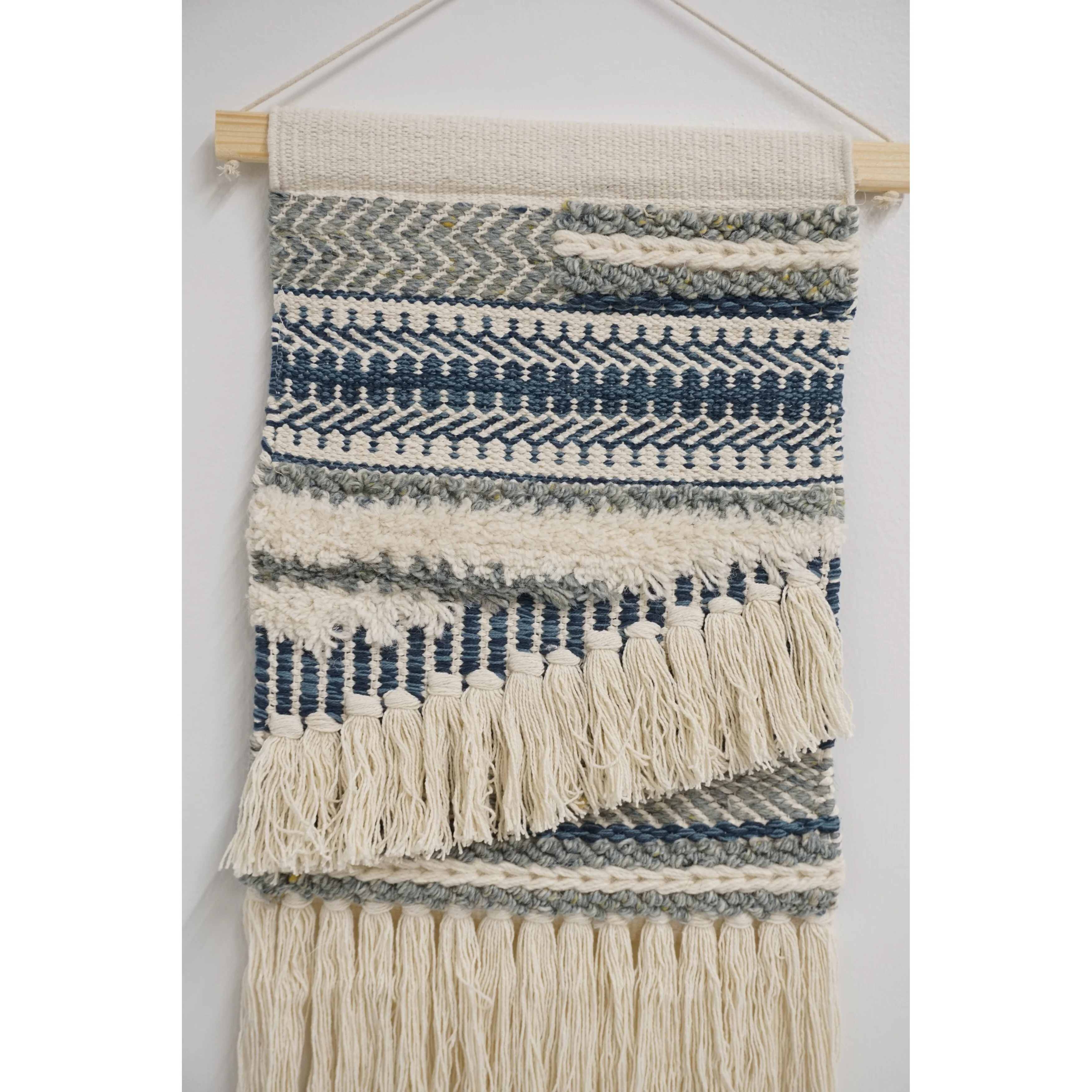 Home&Manor Wool and Cotton Macrame Wall Hanging with Rod Included - Exact Size