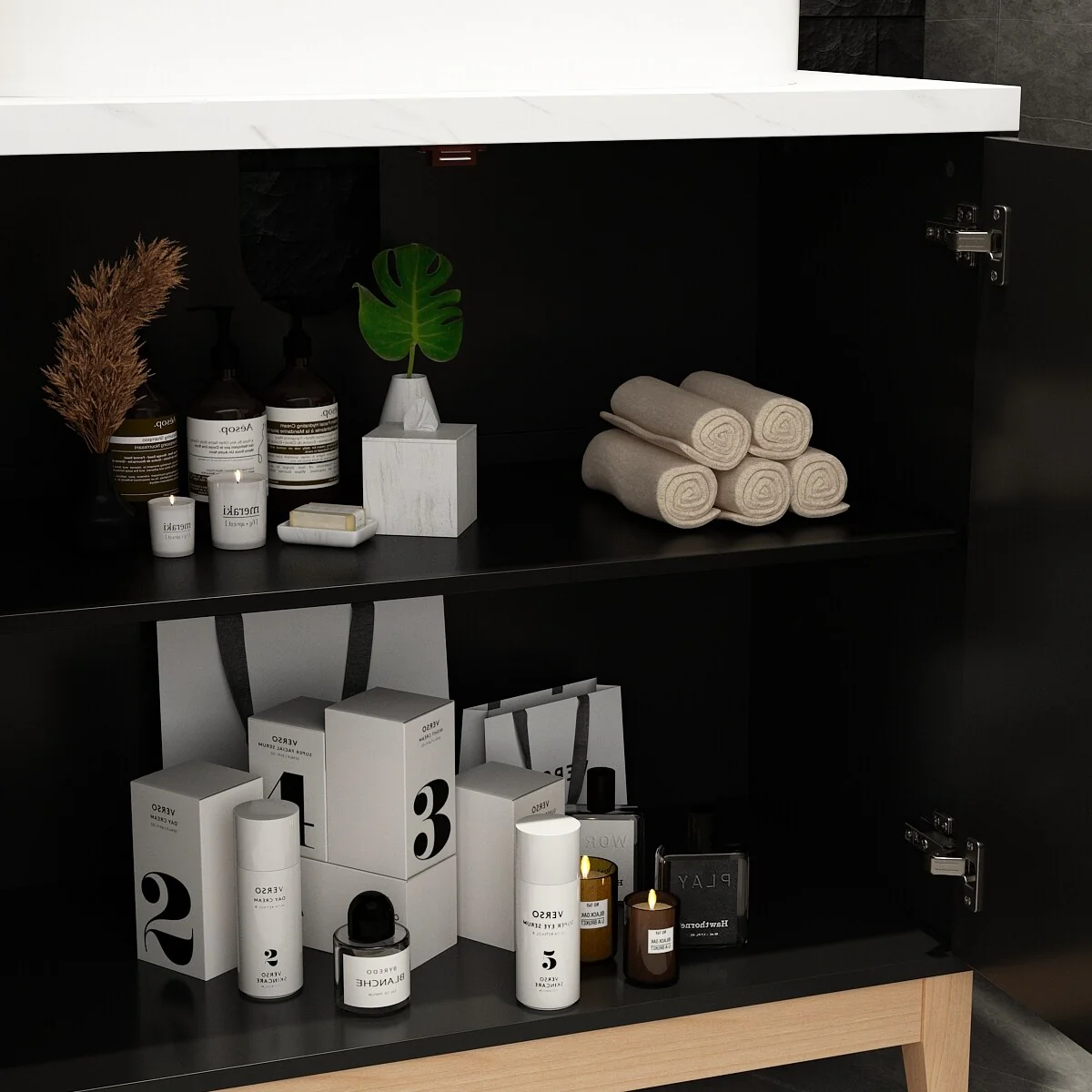 Complete Bathroom Vanity and LED Medicine Cabinet Ensemble