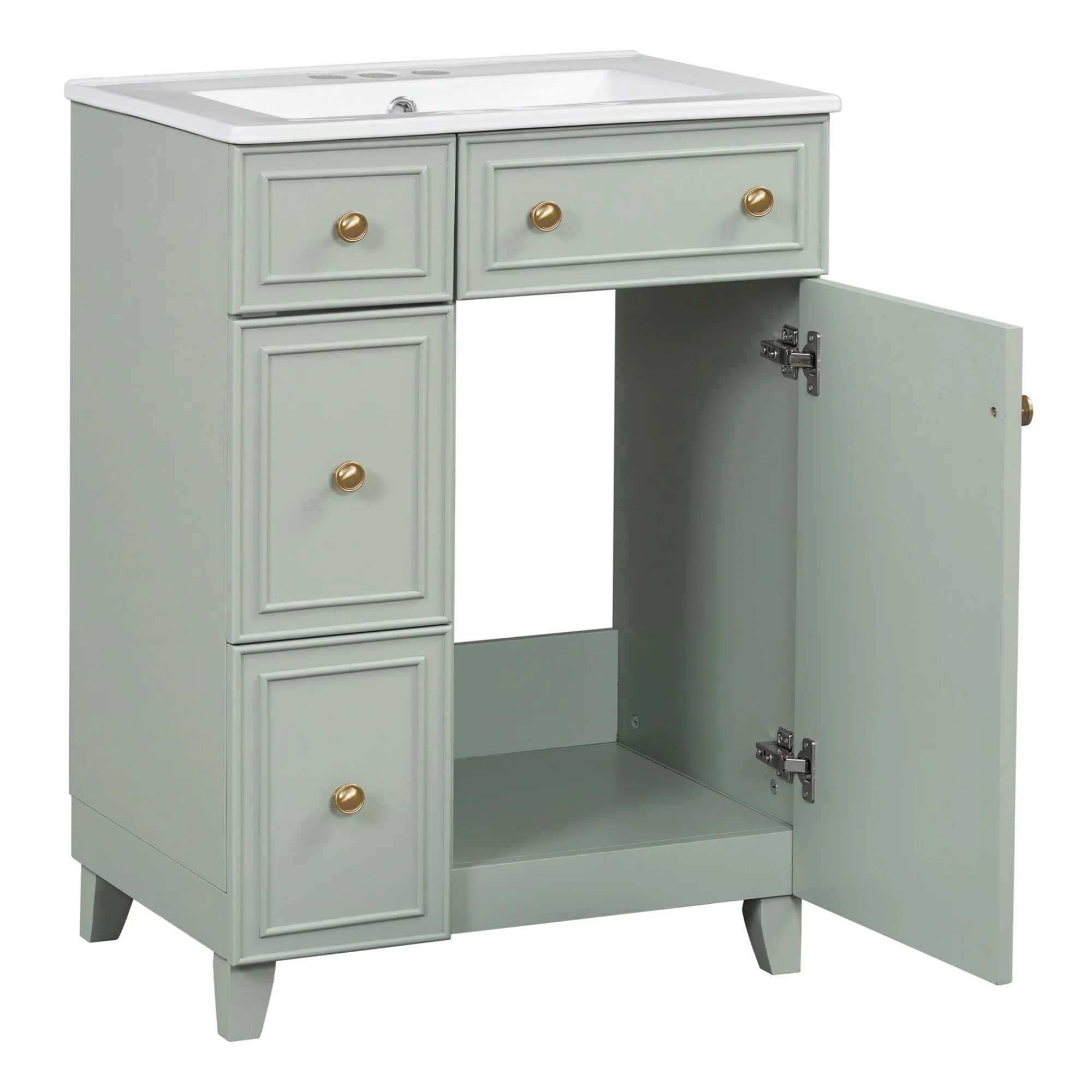 24-Inch Bathroom Vanity Cabinet with Ceramic Sink by Harper&Bright Designs