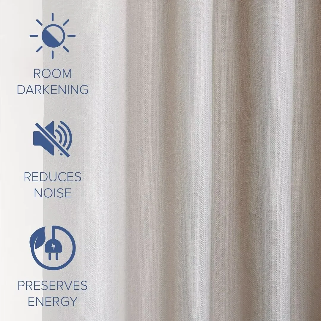 Textured Grid 100% Blackout Grommet Curtain Pair(2 Panels)