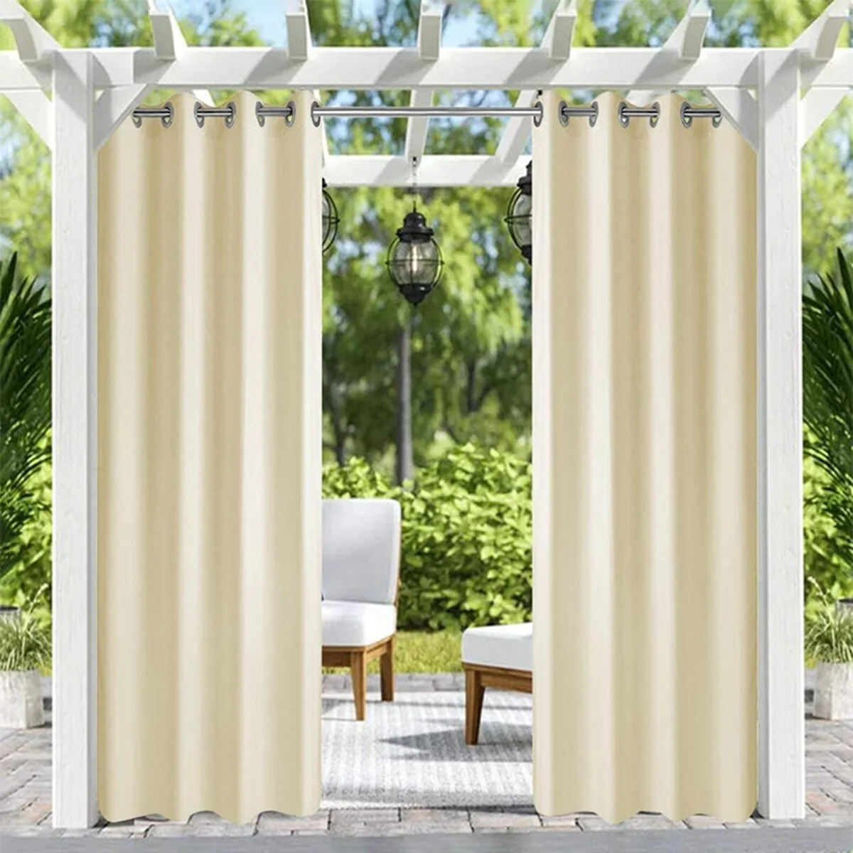 Pro Space Patio Outdoor Thick Waterproof Fabric Heavy Duty Indoor Panel 50 in W x 120 in L , Beige - 50