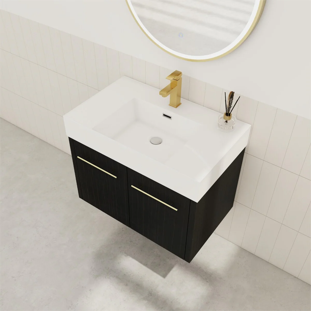 Bathroom Vanity With Sink In 24/30/36 Inch, Floating Bathroom Vanity with Soft Close Door