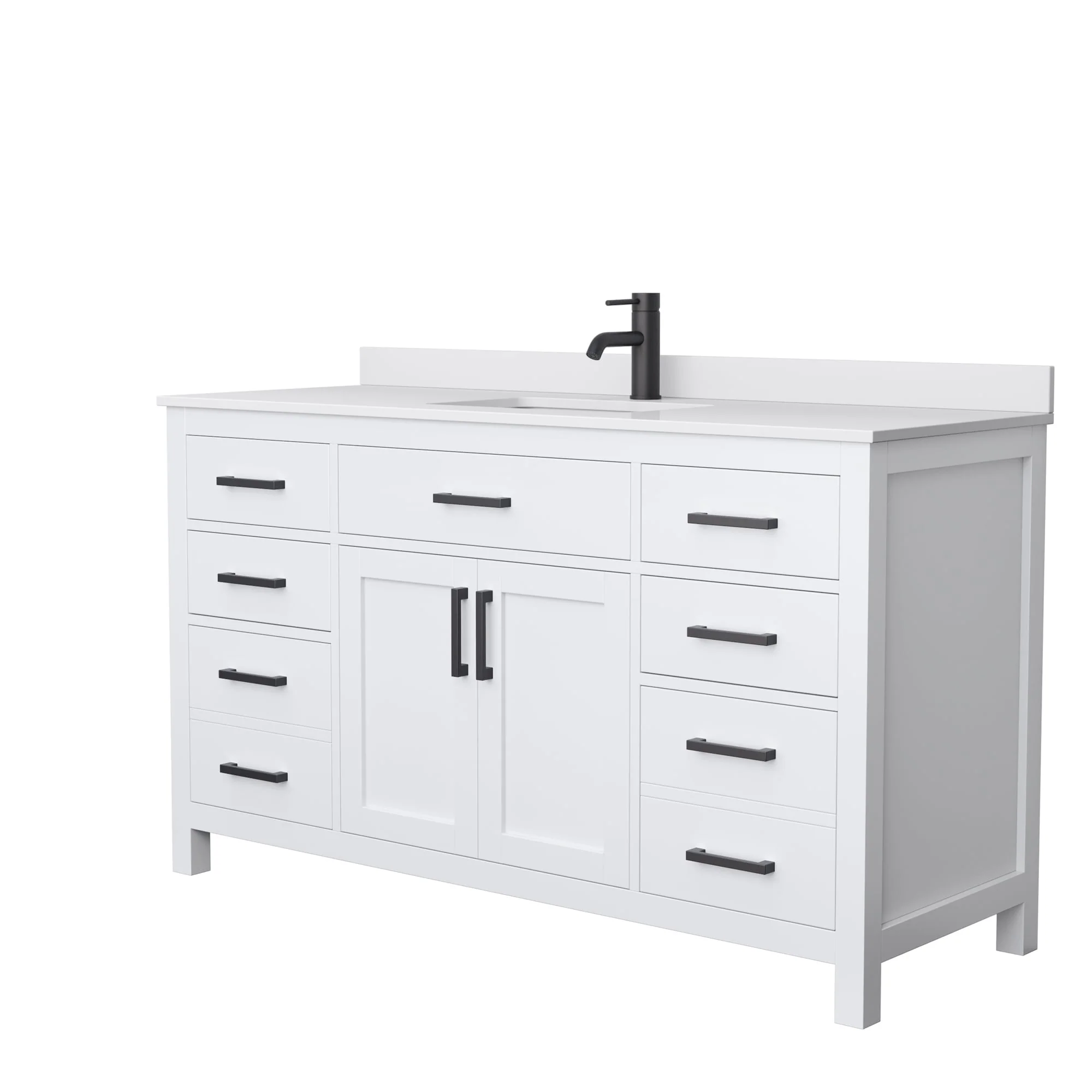 Beckett 60 Inch Single Vanity, Cultured Marble Top